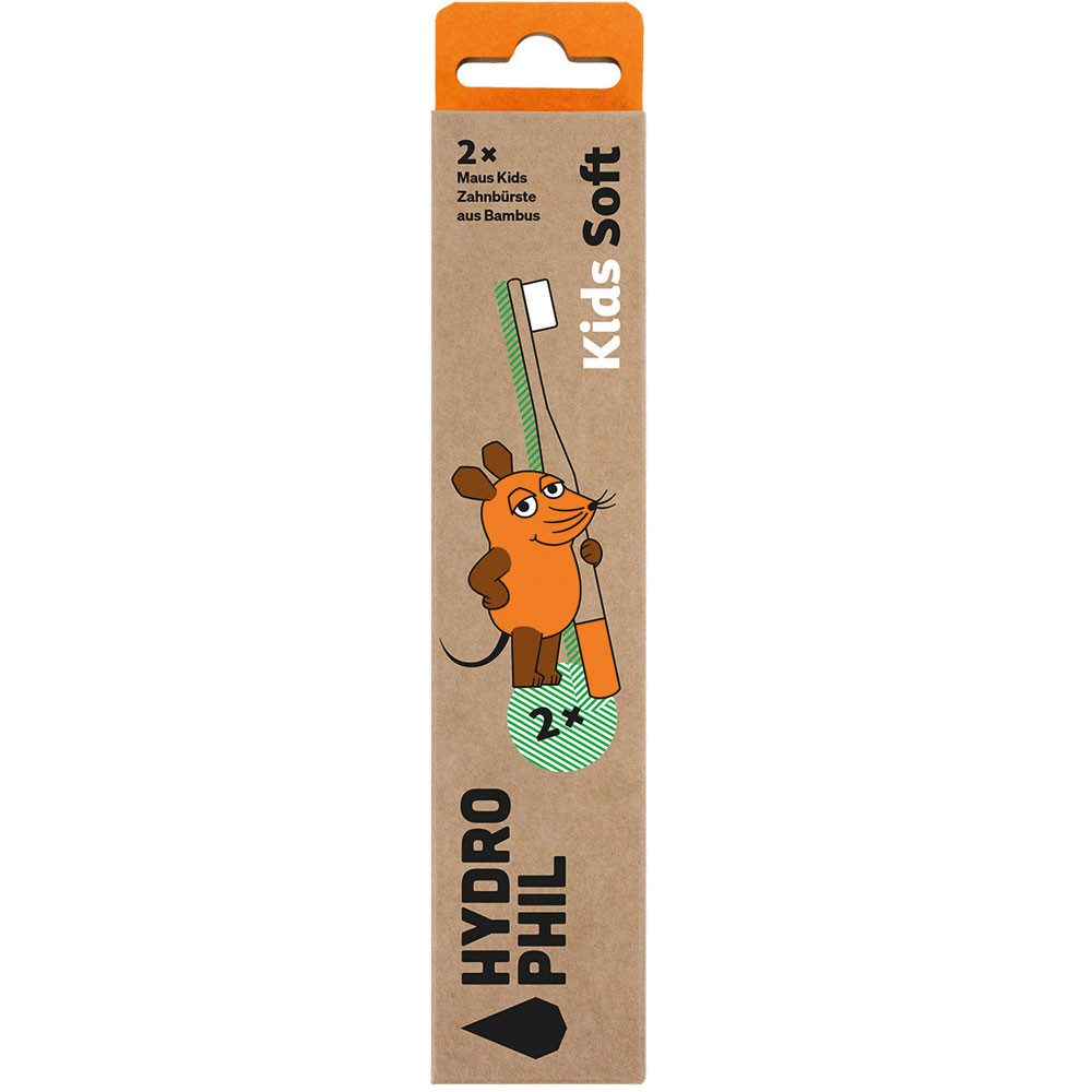 Hydrophil Zahnbürste Bambus- Kinder Maus, 2 Stk.