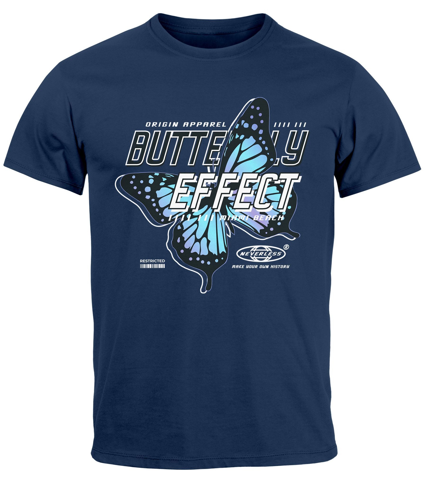 Print-Shirt Herren T-Shirt Bedruckt Schriftzug Butterfly Effect Schmetterling