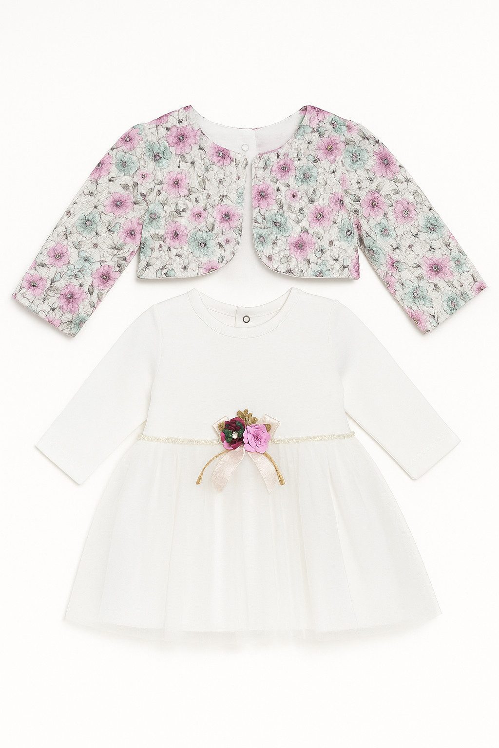 Lorey Medtec Taufkleid Prinzessin Kleid mit Jacke, Party Kleid, Spitze, 100% Baumwolle (Kleid + Jäckchen) Spitze, Tüll