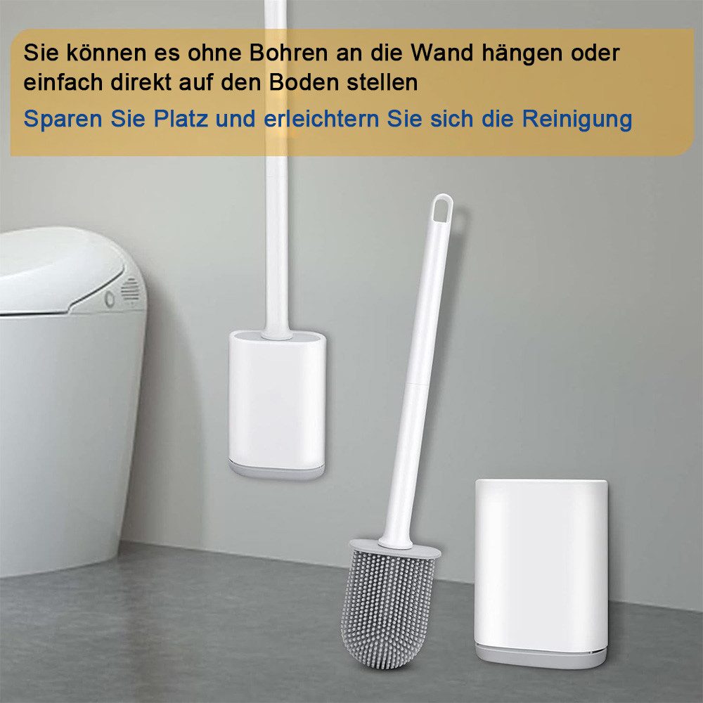 TUWENA Badaccessoire-Set Silikon-Toilettenbürste und Halter, biegsam, effiziente Reinigung, set, Modulares Design, einfache Installation, flexible Handhabung – Bild 3 von 5