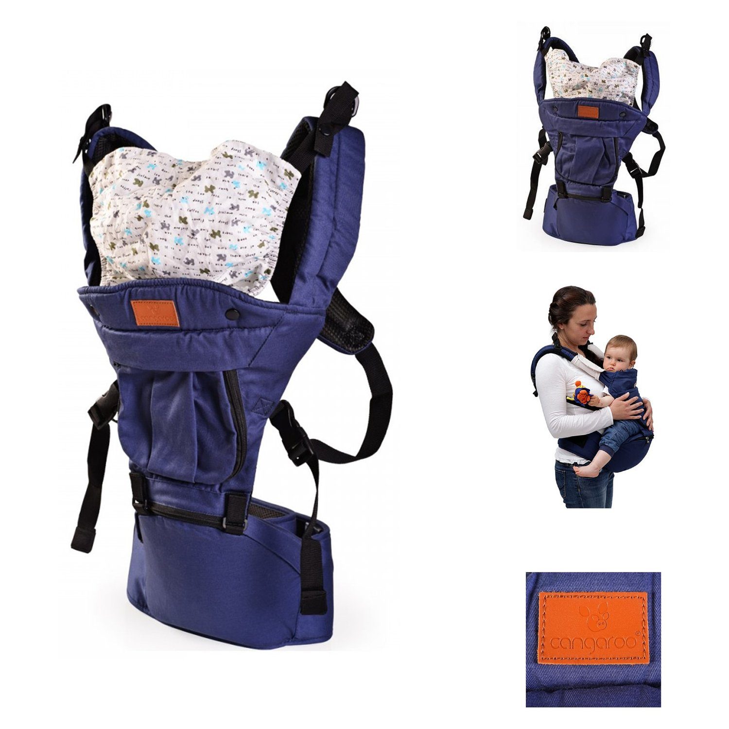 Moni Babytrage Babytrage Skyline, für Ihr Kind von 6 Monaten bis 3 Jahre, ergonomischer Sitz dunkelblau