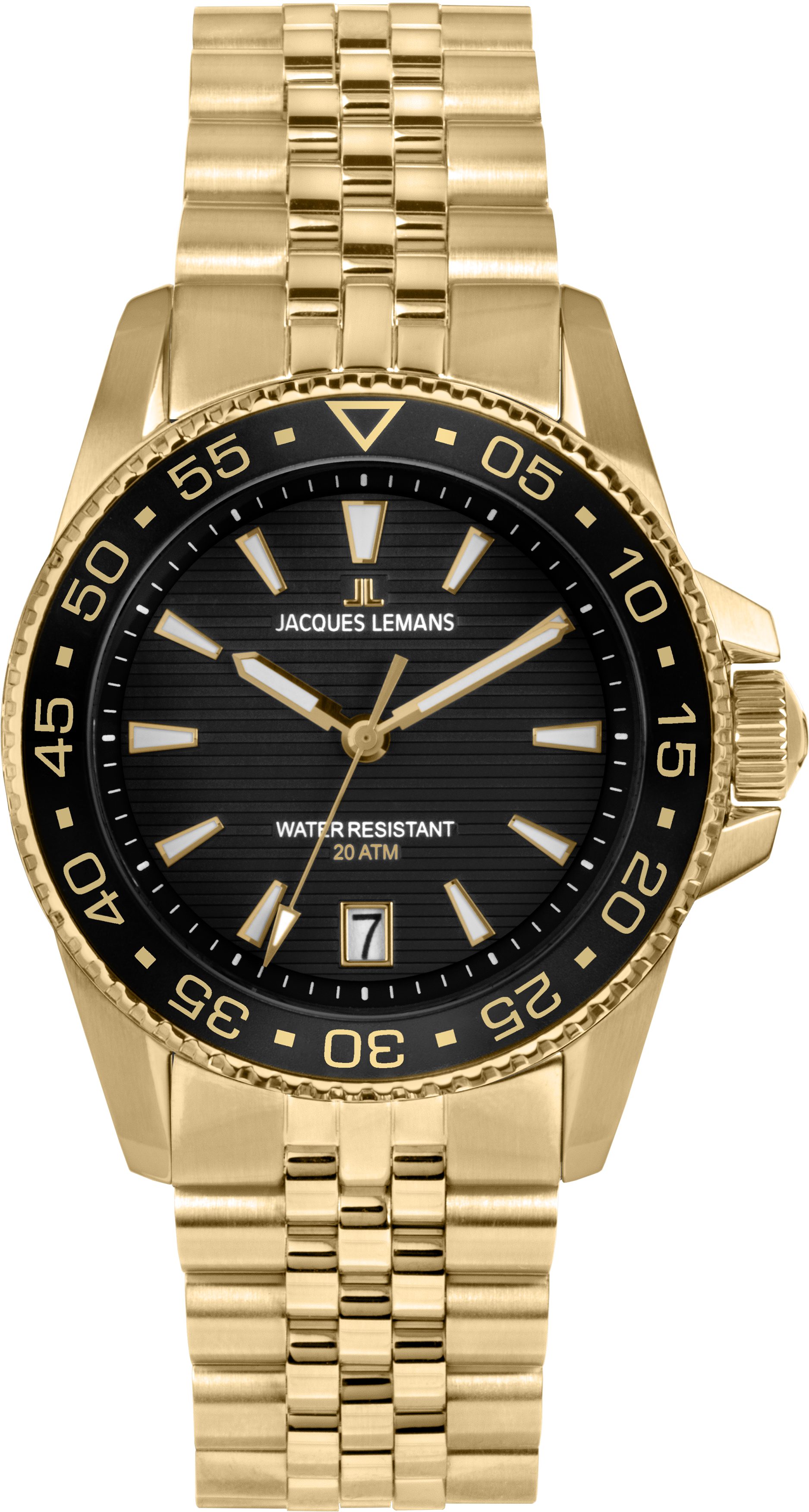 Jacques Lemans Quarzuhr Liverpool Diver 1-2205R, Armbanduhr, Herrenuhr, Edelstahlarmband, analog, Tag