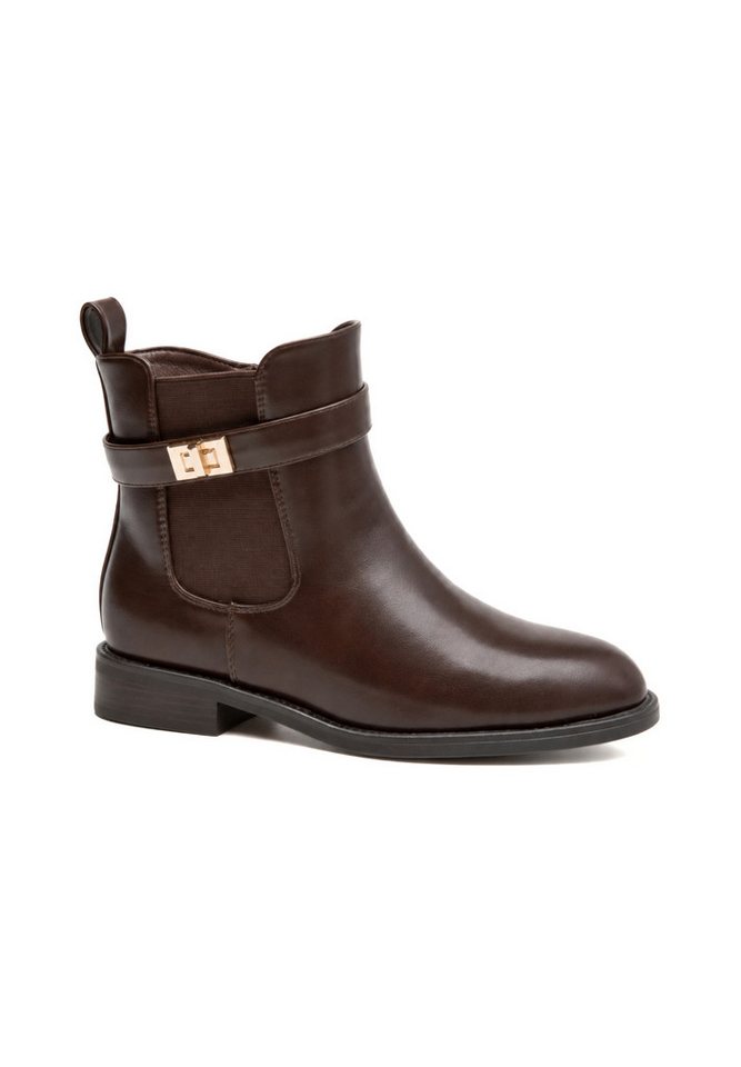 Day Vine Damen Chelsea Boots mit Zierschnalle und niedrigem Blockabsatz Stiefelette