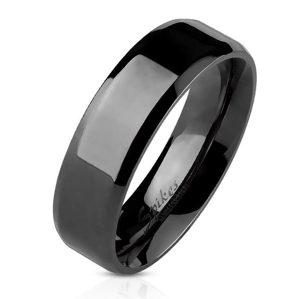 Bild von BUNGSA Fingerring Ring abgerundete Kanten Schwarz aus Edelstahl Unisex (Ring, 1-tlg), Damen Herren