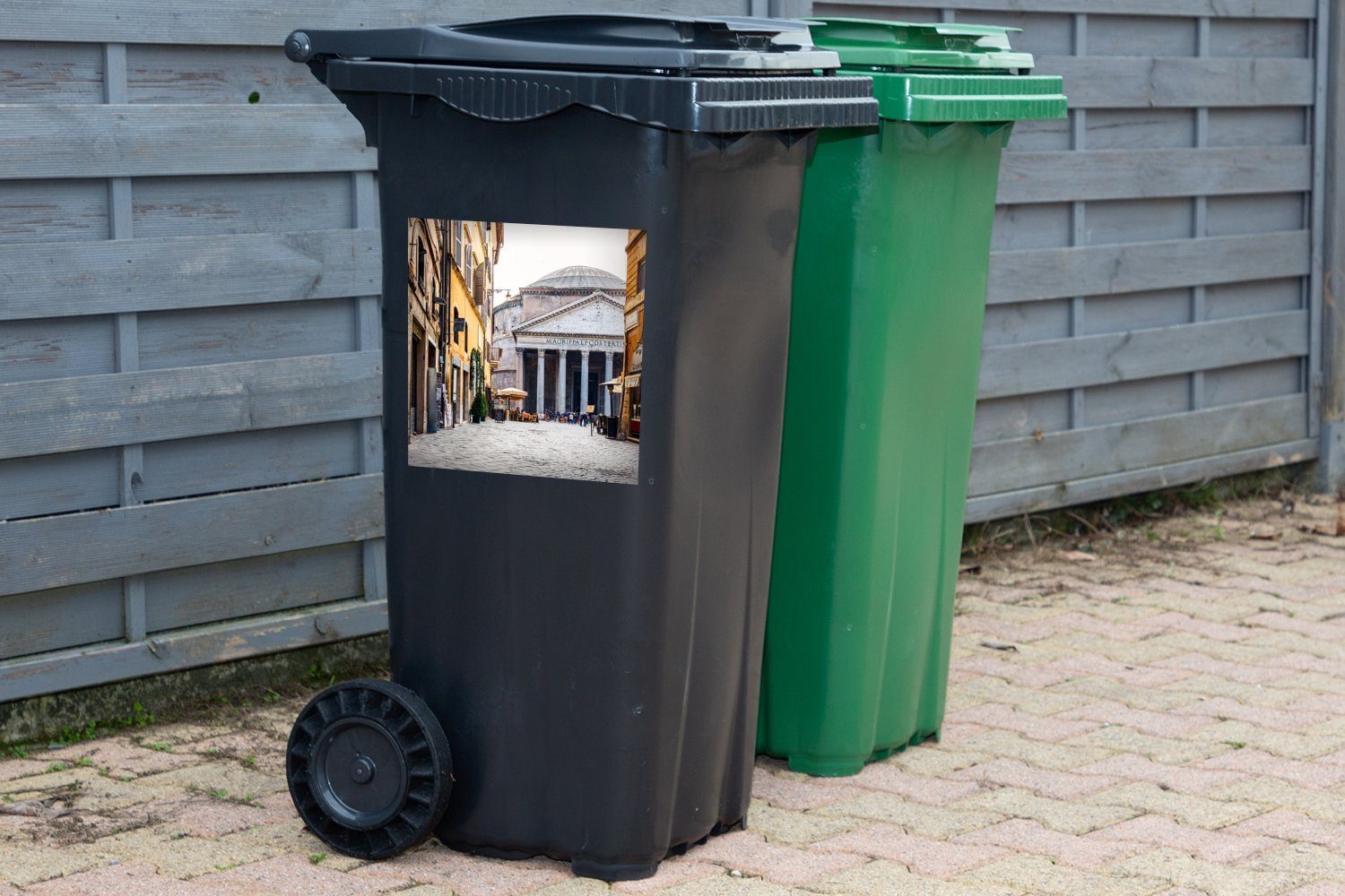MuchoWow Mülltonne, (1 im Wandsticker Sticker, St), Mülleimer-aufkleber, Rom Container, Gasse Abfalbehälter alten