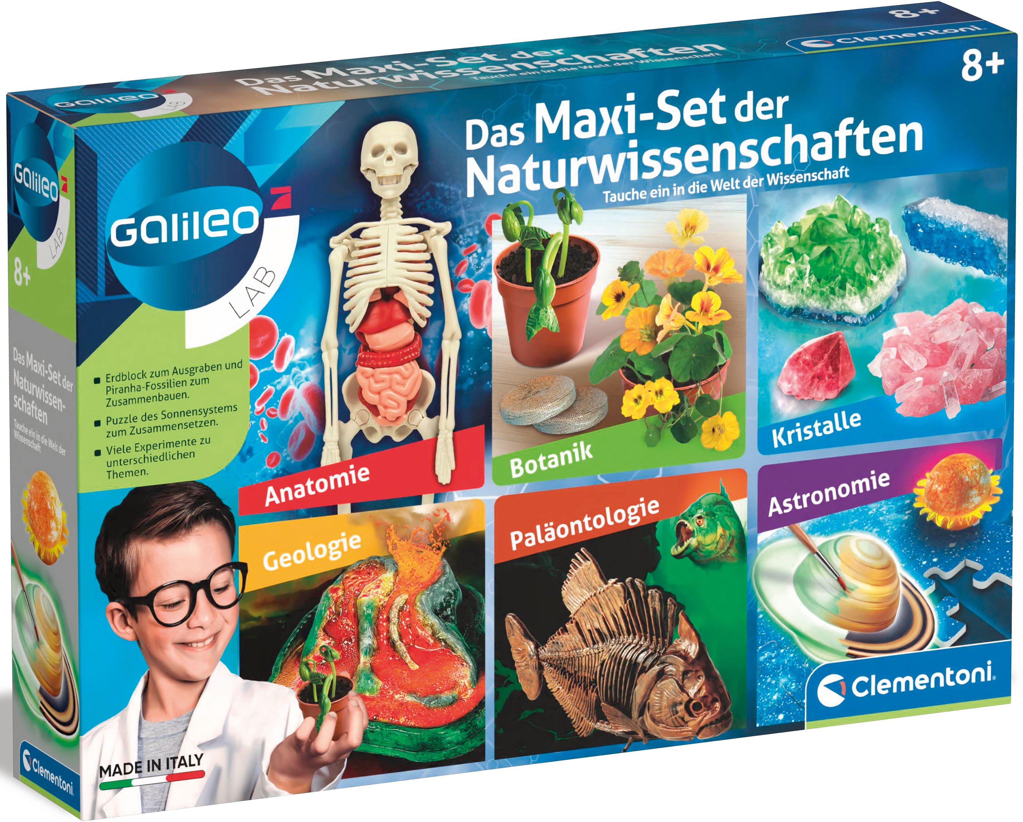 Clementoni® Experimentierkasten Galileo, Maxi-Set der Naturwissenschaften, Made in Europe