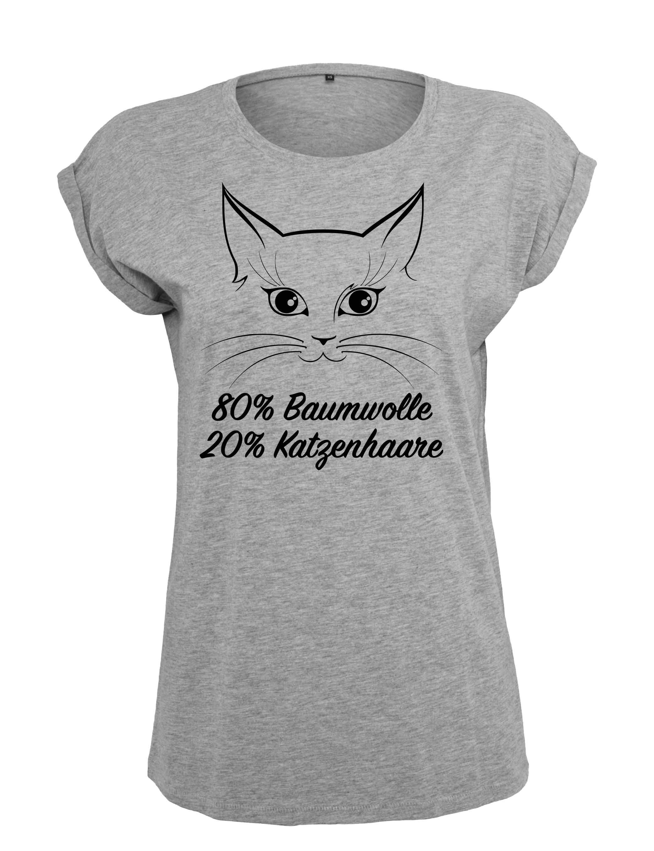 Youth Designz Print-Shirt Katzenhaare Damen T-Shirt mit lustigem Spruch als Geschenk für Frauen Fun Shirt mit modischem Statement Print