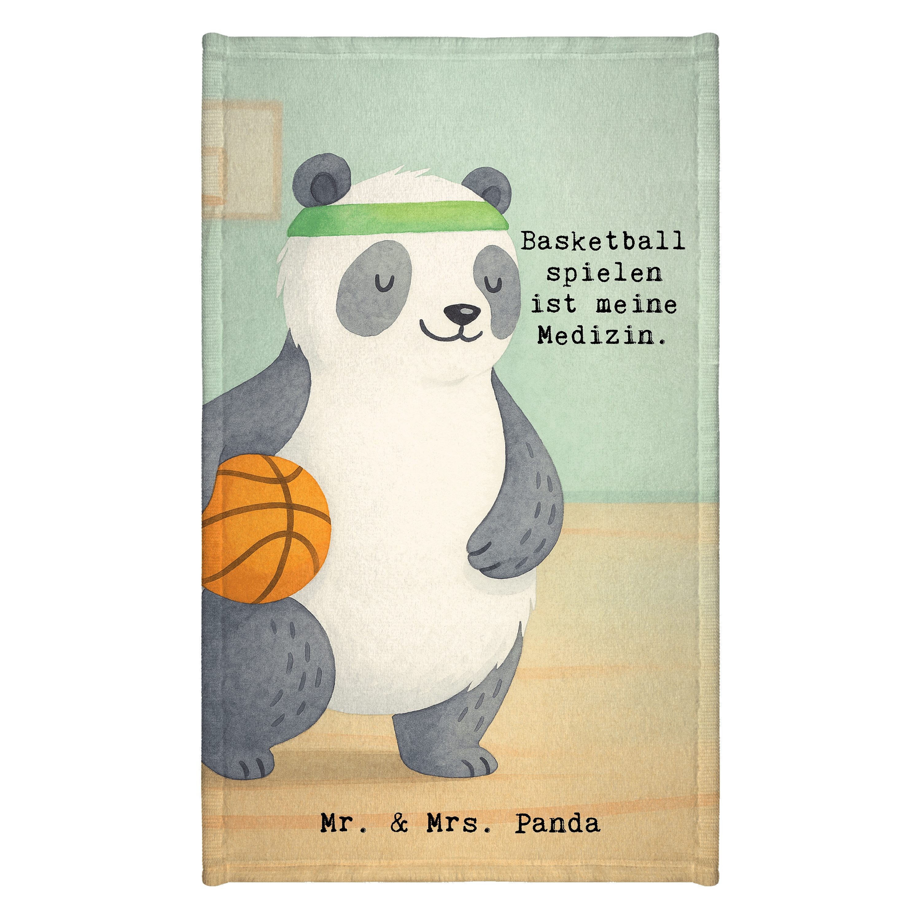 Mr. & Mrs. Panda Handtuch Panda Basketball Design, Handtuch, Weiß, Gästehandtuch Hochwertig, Ha, Kunstfaser (Packung), Gästehandtuch Waschbar Gästetuch Baumwollhandtuch