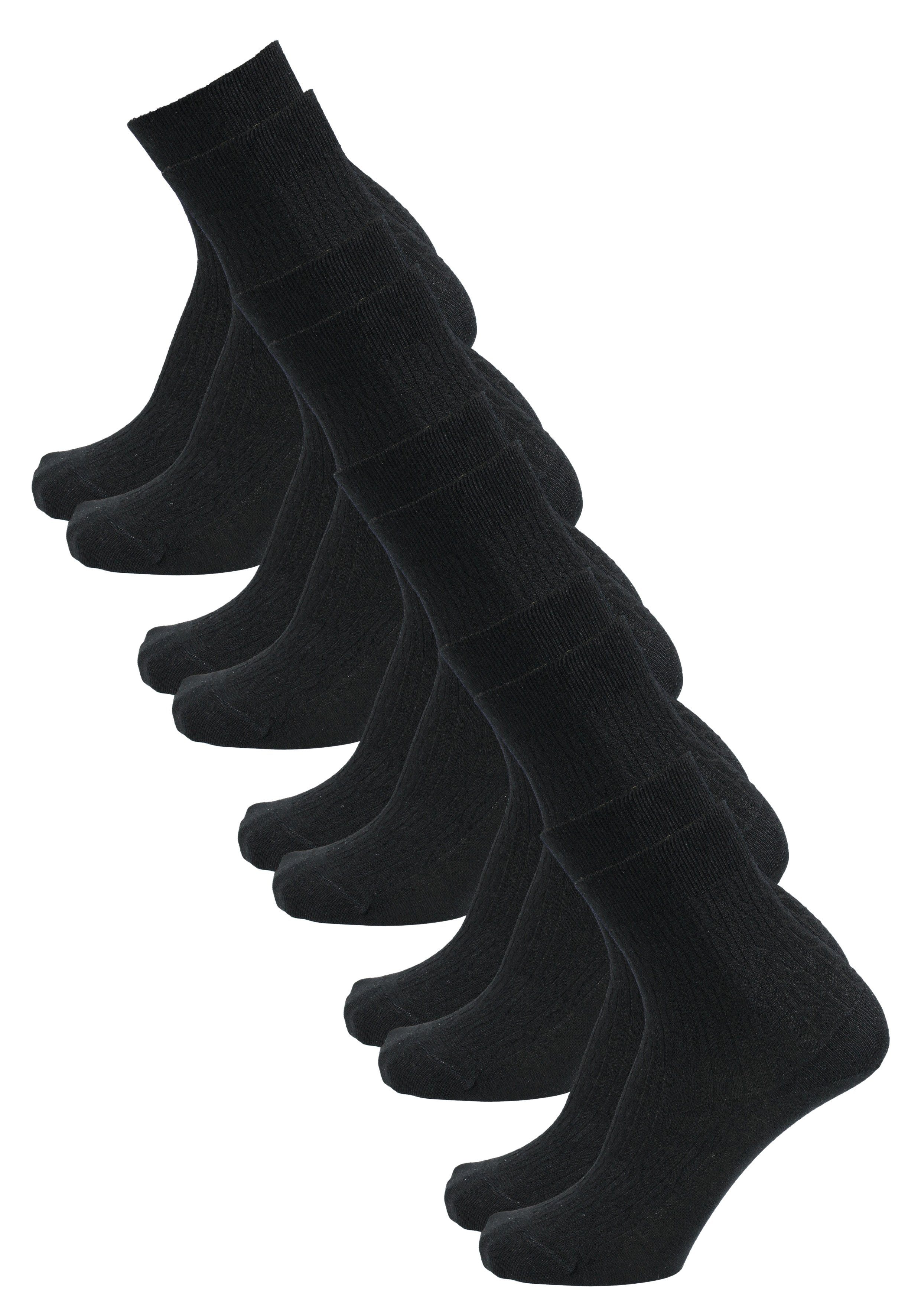 5er-Pack schwarz im (5-Paar) Socken praktischen Zopfstruktur Rogo