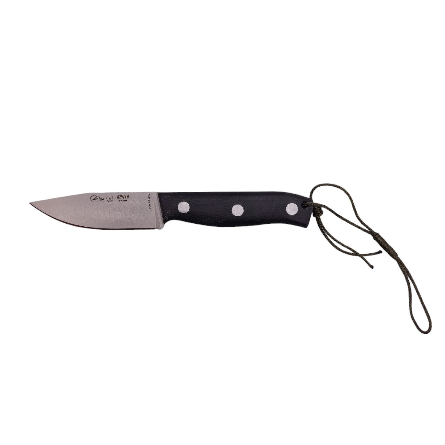 Nieto Universalmesser Miguel Nieto Grillo feststehendes Messer, Böhler N695 Stahl, schwarz, (1 St), Lederscheide inkl.