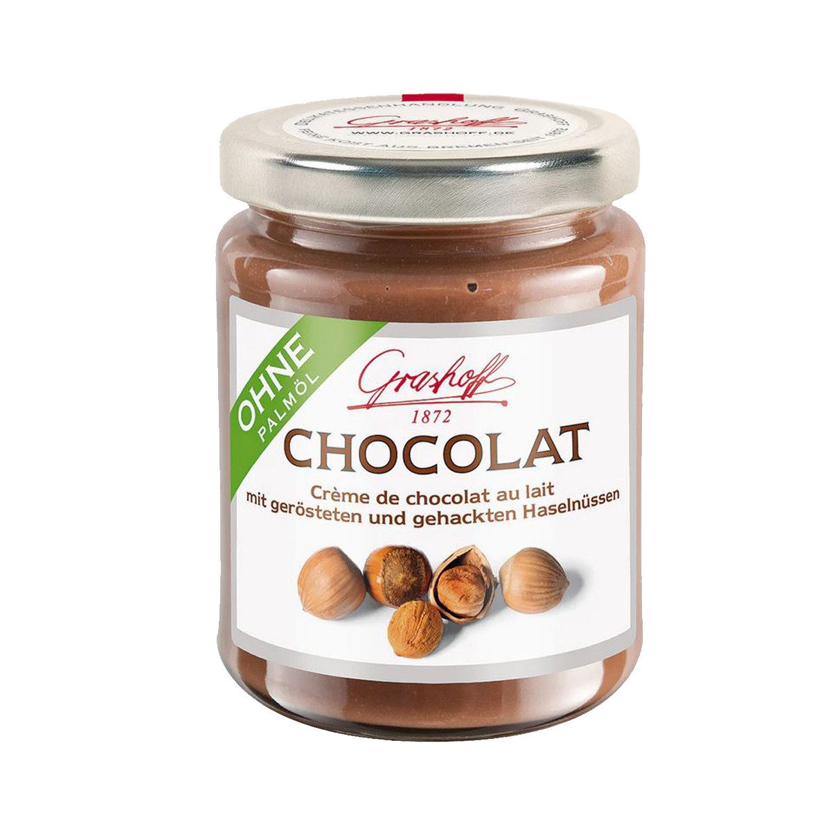 Grashoff Schokoaufstrich, Grashoff Milch Chocolat mit Haselnüssen belgische Schokolade 235g