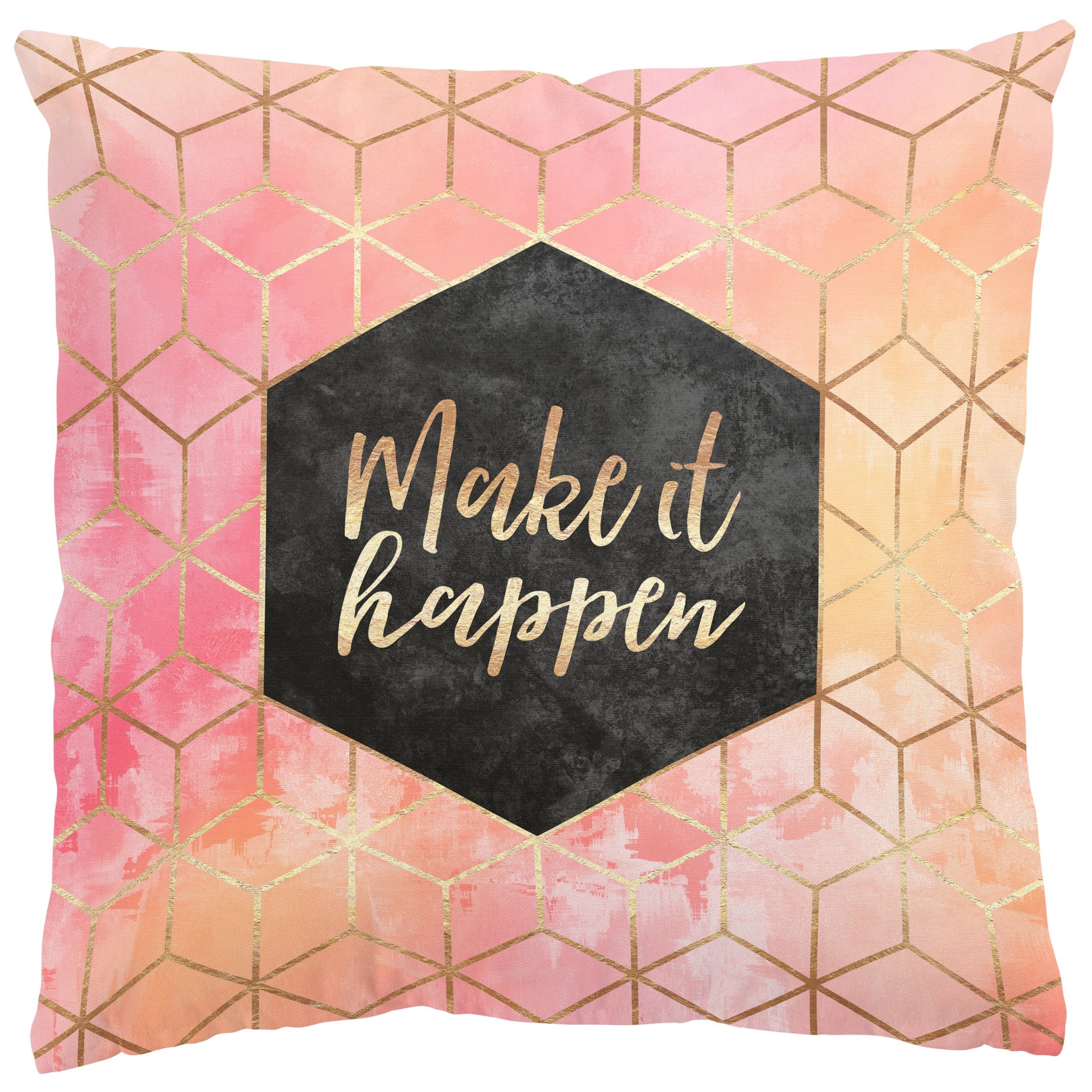 Bilderdepot24 Dekokissen drinnen Kissenhülle/ Sofakissen/ Zierkissen Kissenhülle gold Sprüche, Bezug Aquarell mit / ohne Füllung Zierkissen Outdoor Sofa Bett