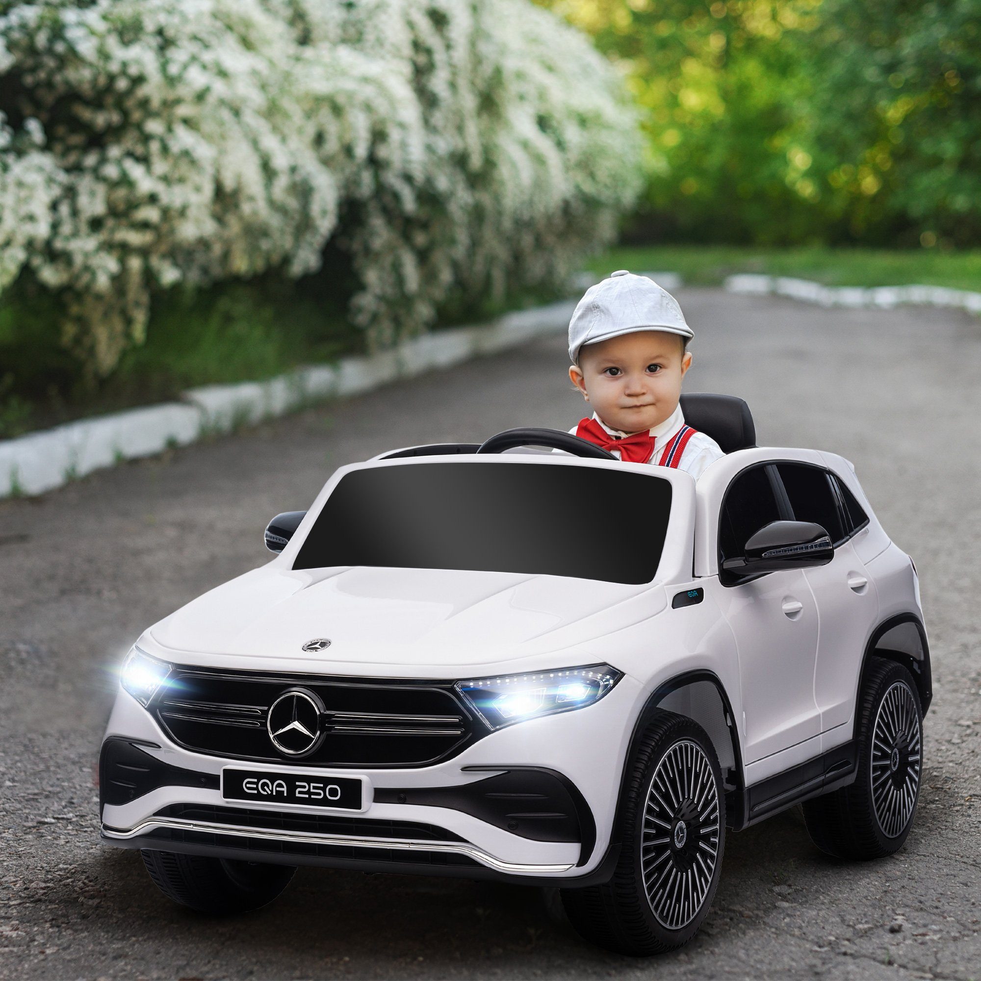 HOMCOM Elektro-Kinderauto Elektrofahrzeuge mit Fernbedienung, Kinderauto mit MP3-Player, Weiß, Belastbarkeit 30 kg, (1-tlg), Weiß 111,5 x 69 x 52,5 cm