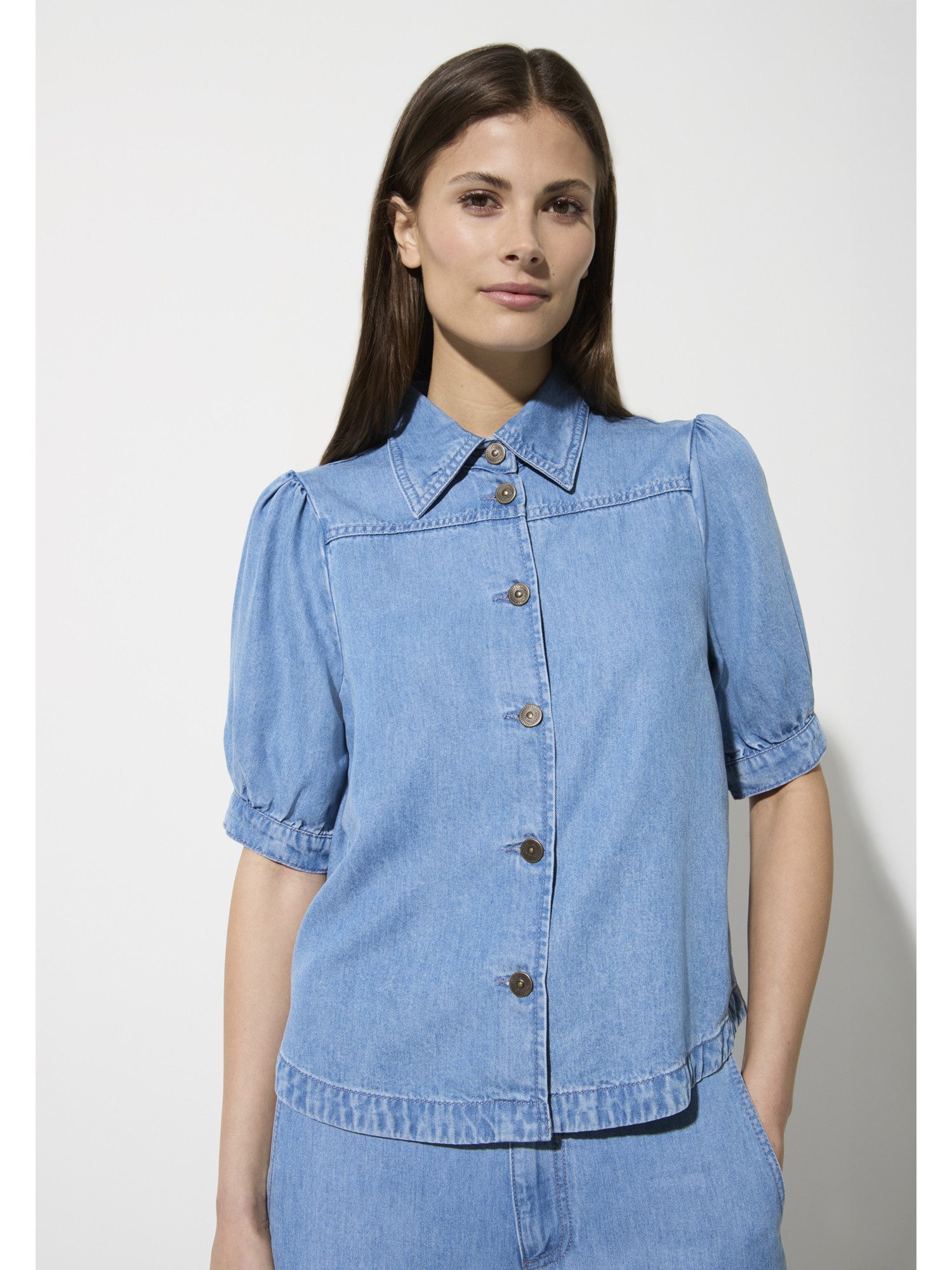 Kurzarmbluse Jeansbluse