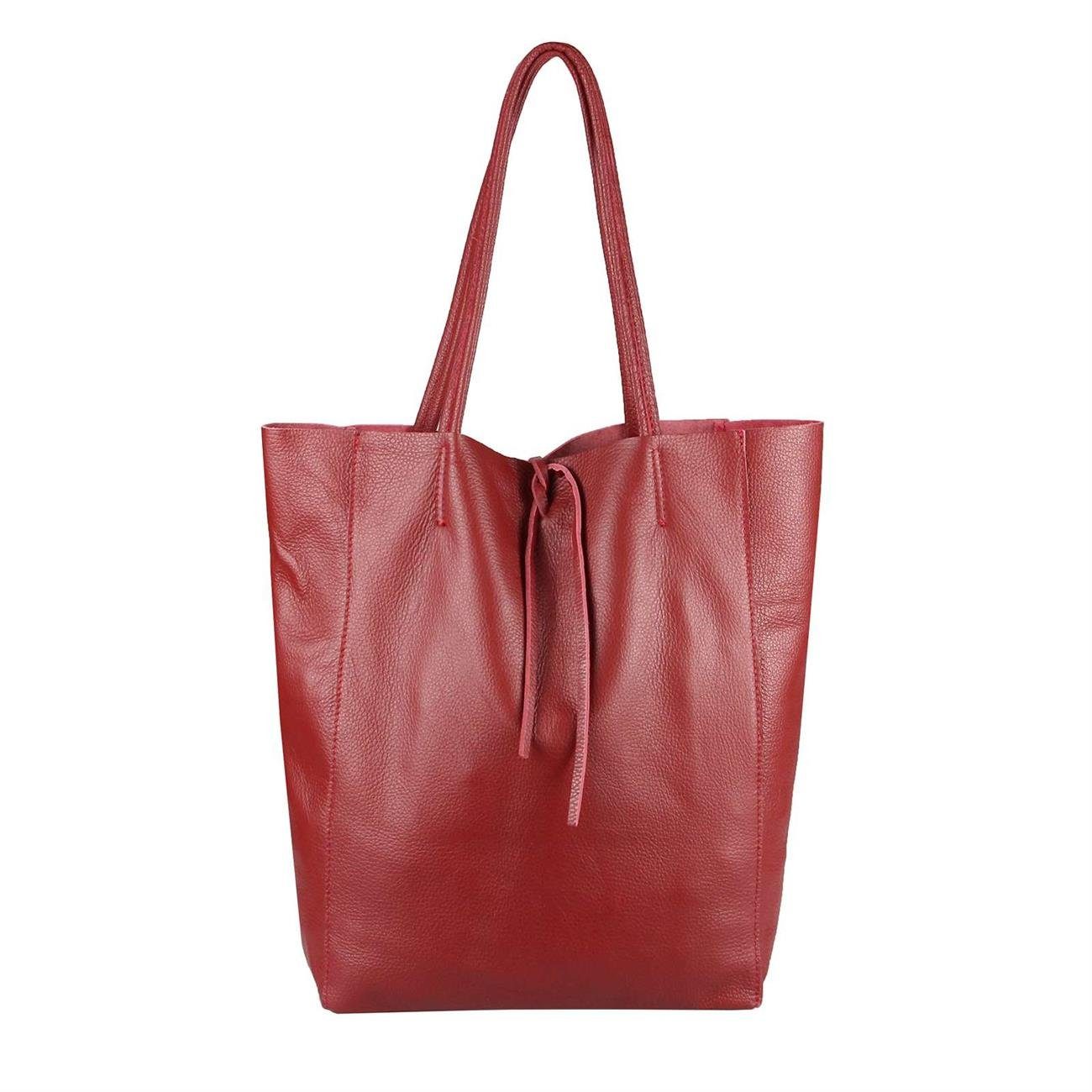 ITALYSHOP24 Schultertasche Made in Italy Damen Premium Leder SHOPPER Tasche HOBO Umhängetasche, Echtleder Business Bag leicht groß klassisch sicher geräumig Beutel
