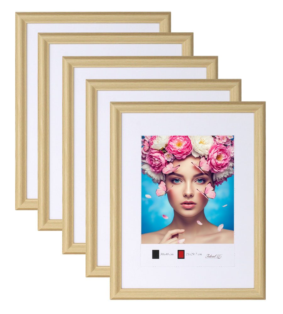 IDEAL TREND Bilderrahmen 3er 5er Set Holzrahmen mit Kunststoffglas Bilderrahmen MDF Rahmen Coll, für 5 Bilder (5 St), MDF Bilderrahmen mit Papiereinleger und Kunststoffglas