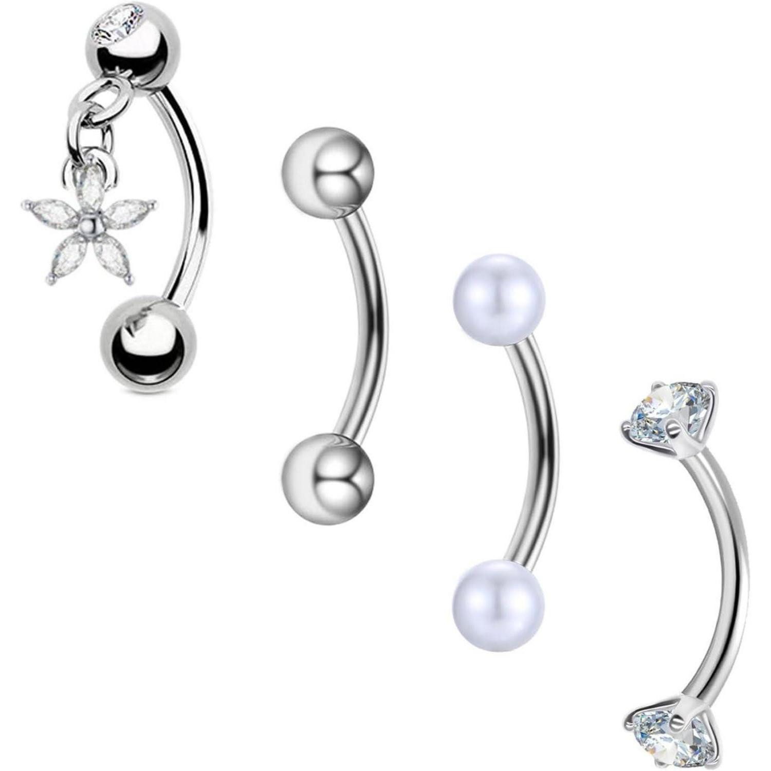 Augenbrauenpiercing Curved Barbell Piercing Augenbrauen Lippe Helix Rook 8mm Edelstahl