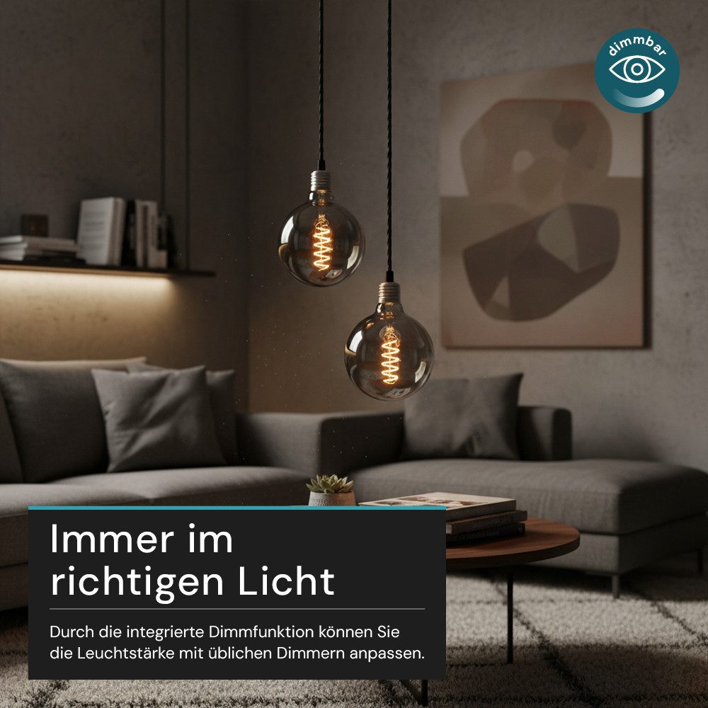 LUXULA LED-Leuchtmittel LUXULA LED-Leuchtmittel E27 4 W 1800 K Warmweiß, E27, Warmweiß, LED Filament für klassisches Retro Design, dimmbar
