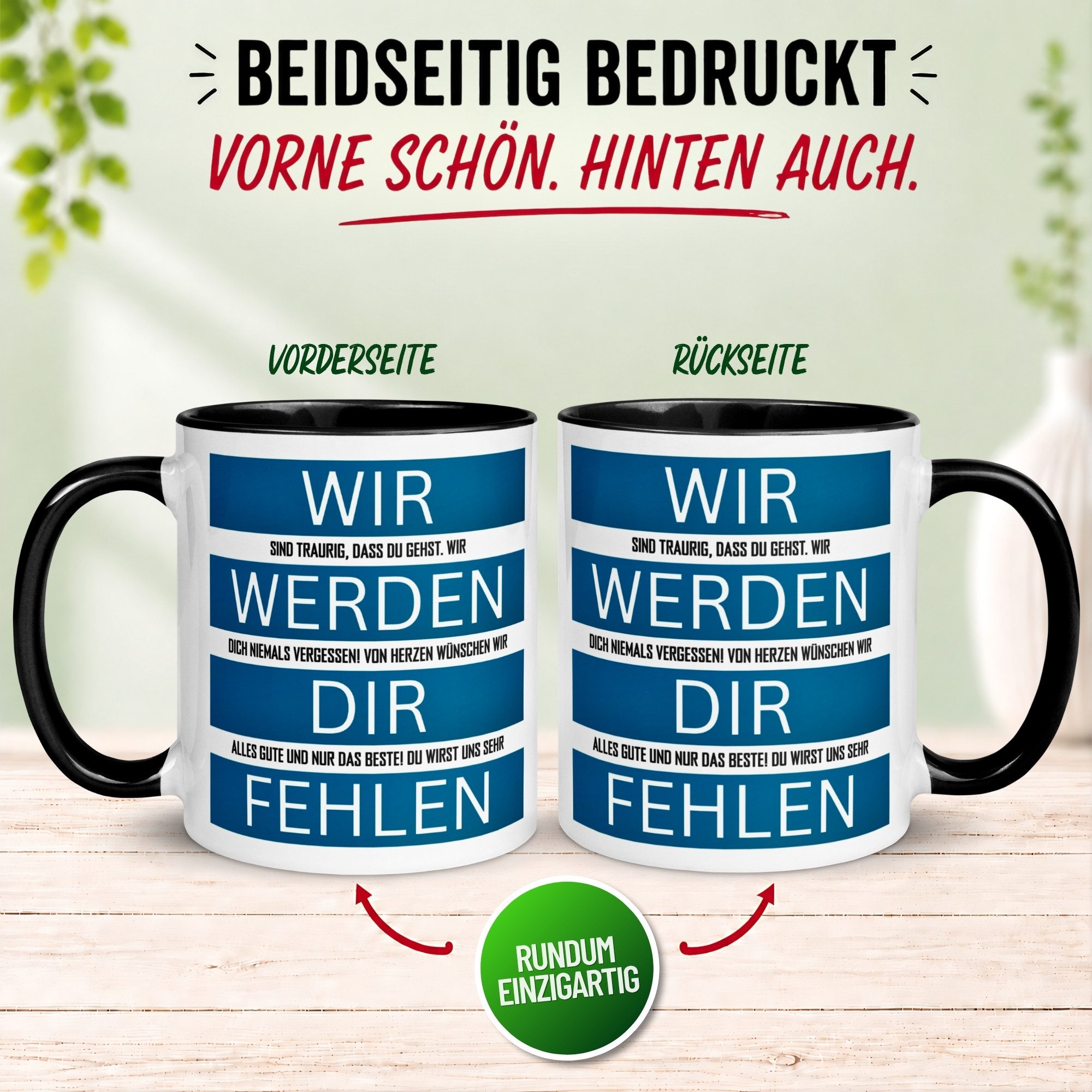 Momentals Tasse Wir werden dir fehlen - Abschiedsgeschenk Kollege Kollegin Kollegen, Gratis Versand · Links-&Rechtshänder · Spülmaschinenfest – Bild 4 von 5
