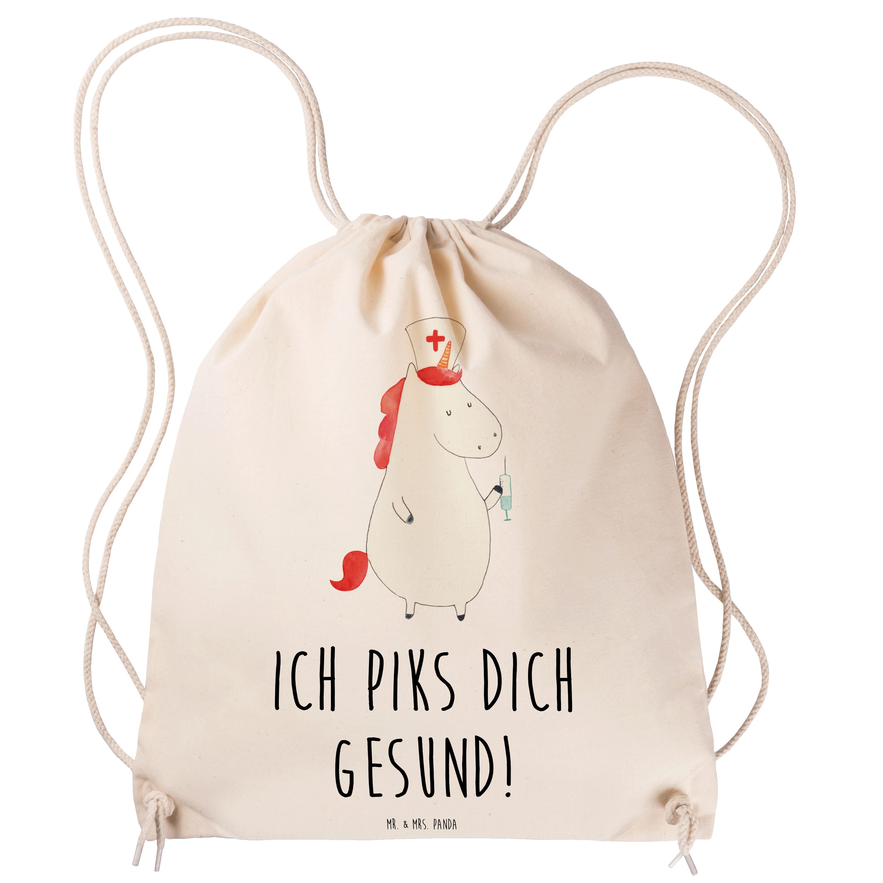 Mr. & Mrs. Panda Sporttasche Einhorn Krankenschwester - Transparent - Geschenk, Einhorn Deko, Spor (1-tlg)