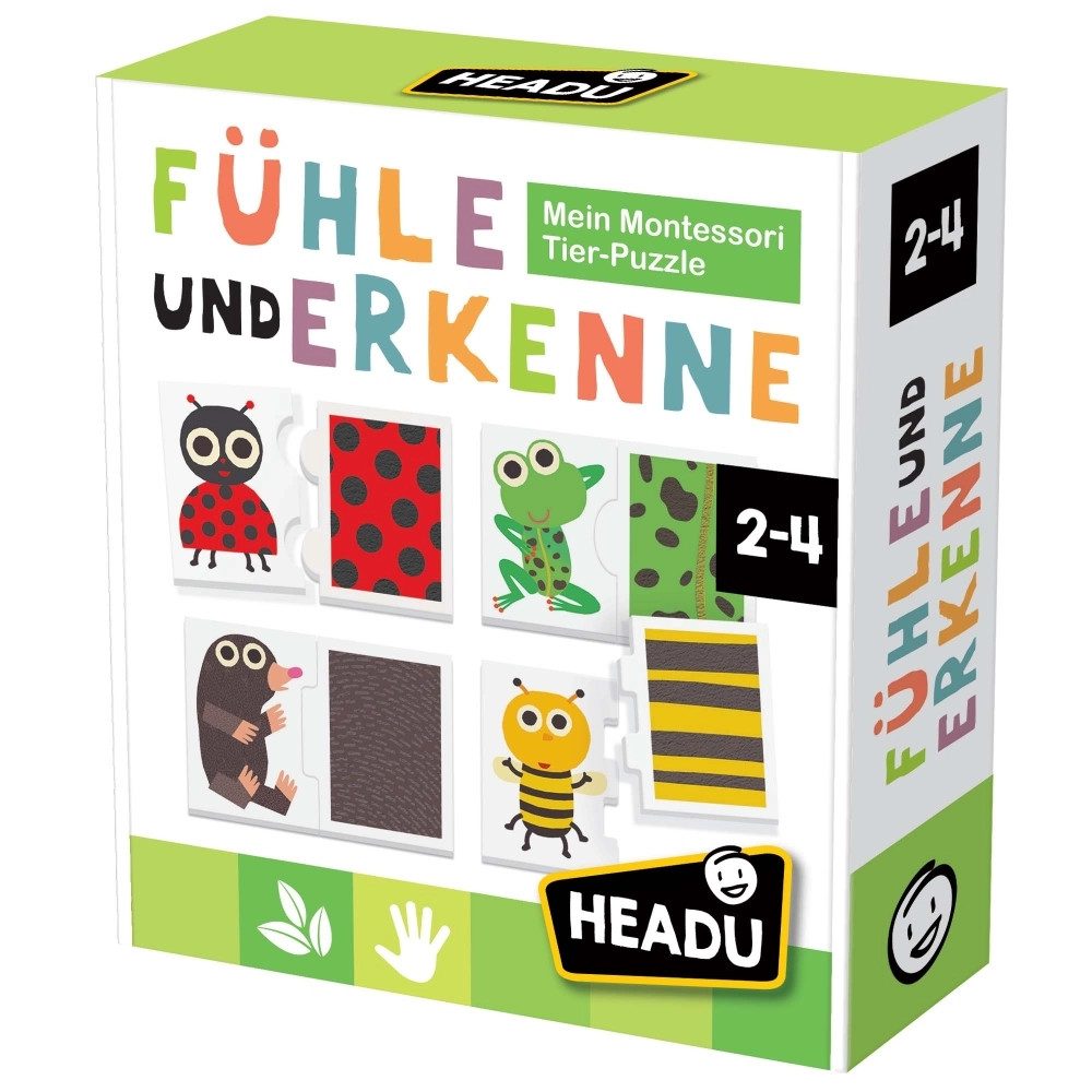 Lernspielzeug Headu Montessori Tier-Puzzle Fühle & Erkenne