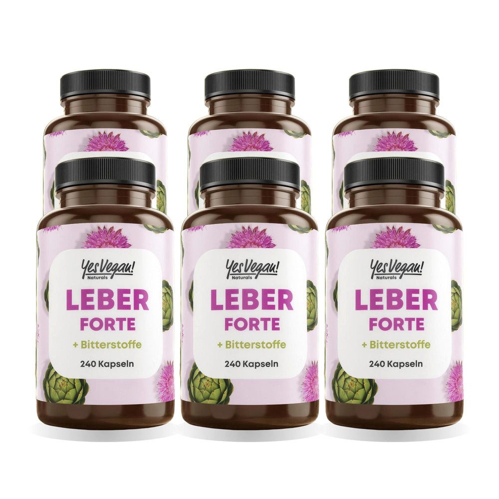 Yes Vegan Mariendistel Leber Komplex mit Artischocke, Cholin Kapseln, 6 er Spar-Set à 240 St., 99 g, vegan, laktosefrei, glutenfrei