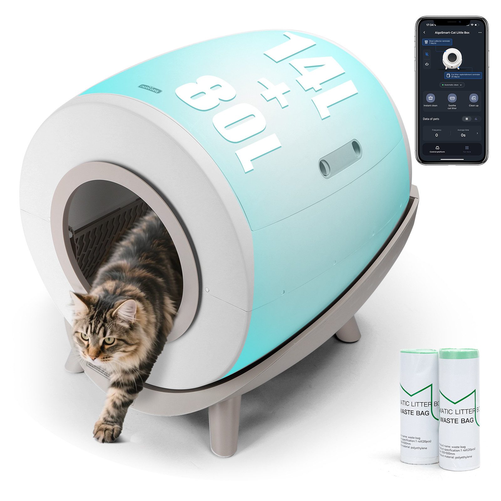 Katzentoilette Katzentoilette 80L Selbstreinigende katzenklo Geruchsfreie
