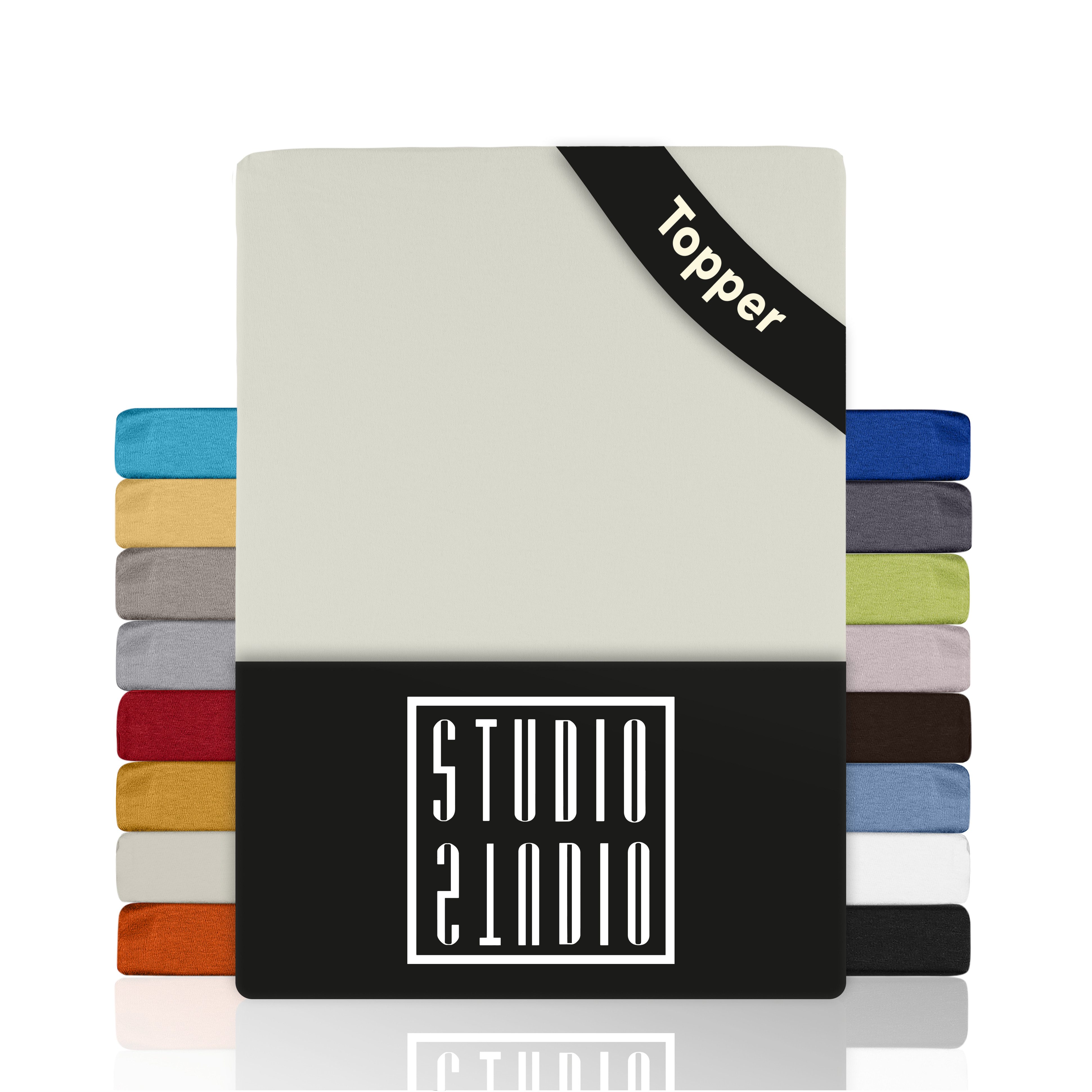 STUDIO Spannbettlaken Basic, viele Größen, 100% gekämmte Baumwolle, OEKO-TEX 100, Jersey, Baumwolle, Gummizug: rundum, (1 Stück), 90x200 cm Topper Spannbetttuch bis 14 cm Höhe - Schnee