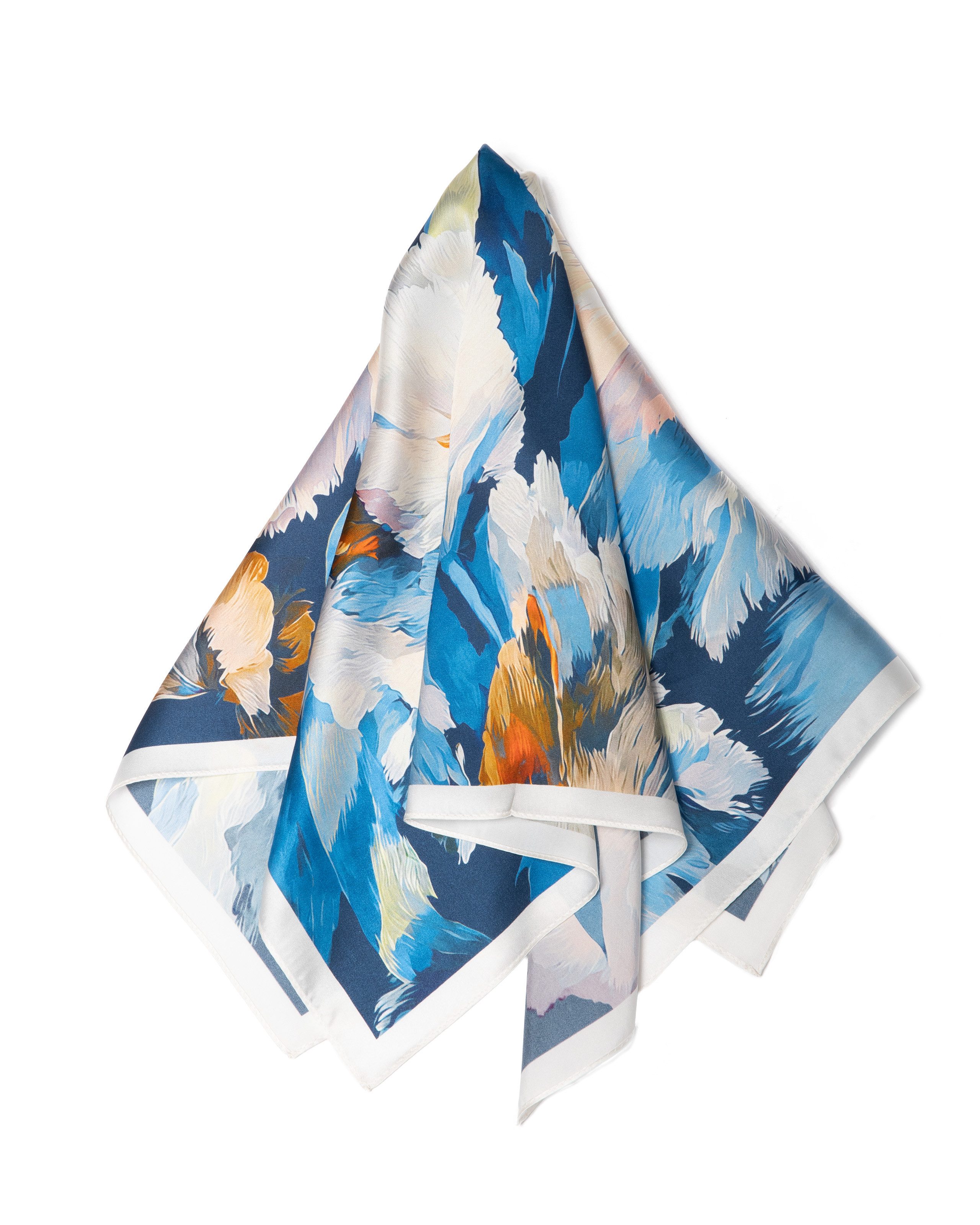 Seidentuch Premium quadratisch 64x64cm, Azurblüte
