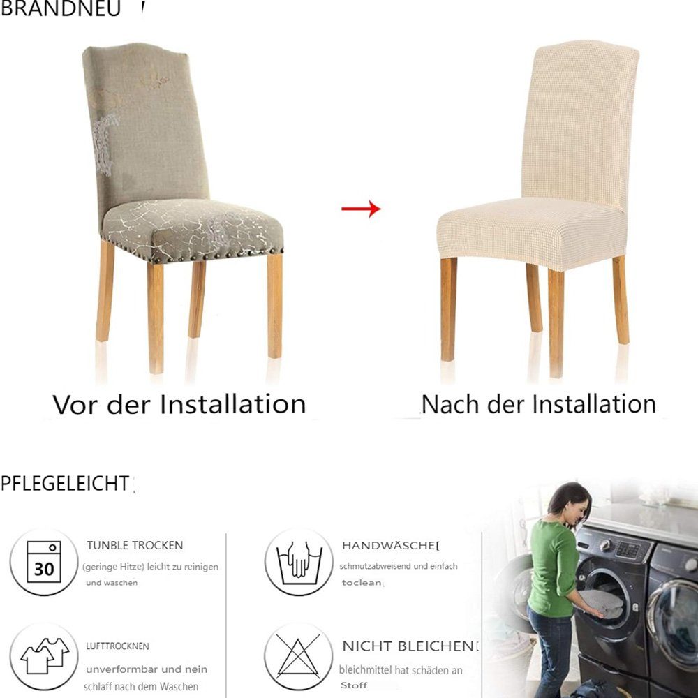 6er Stuhlhusse FELIXLEO Abnehmbare Stuhlbezug Stretch Set, Stuhlhussen Waschbare