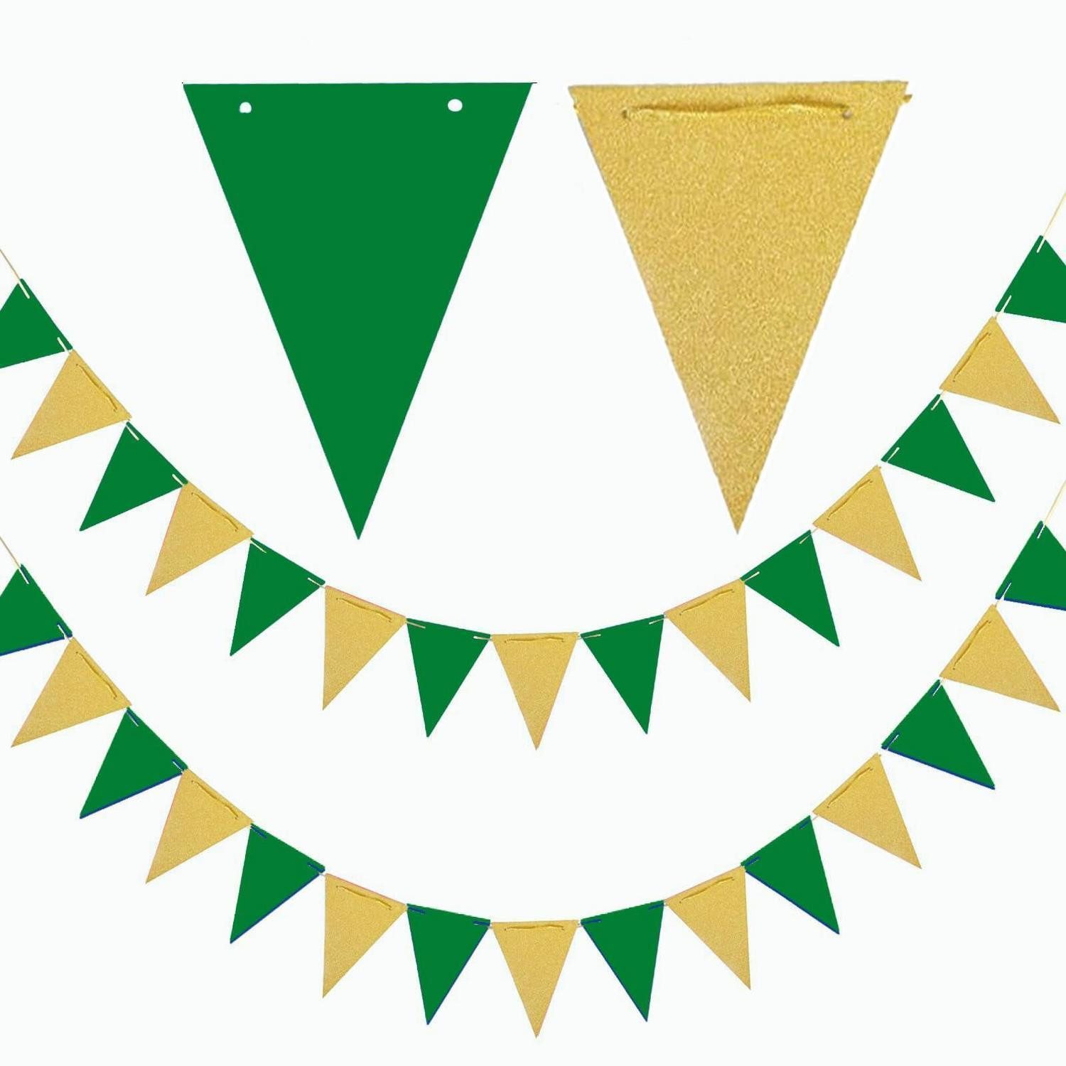 LuxusKollektion Wimpelkette Wimpelkette Girlande Grün/Gold 10m