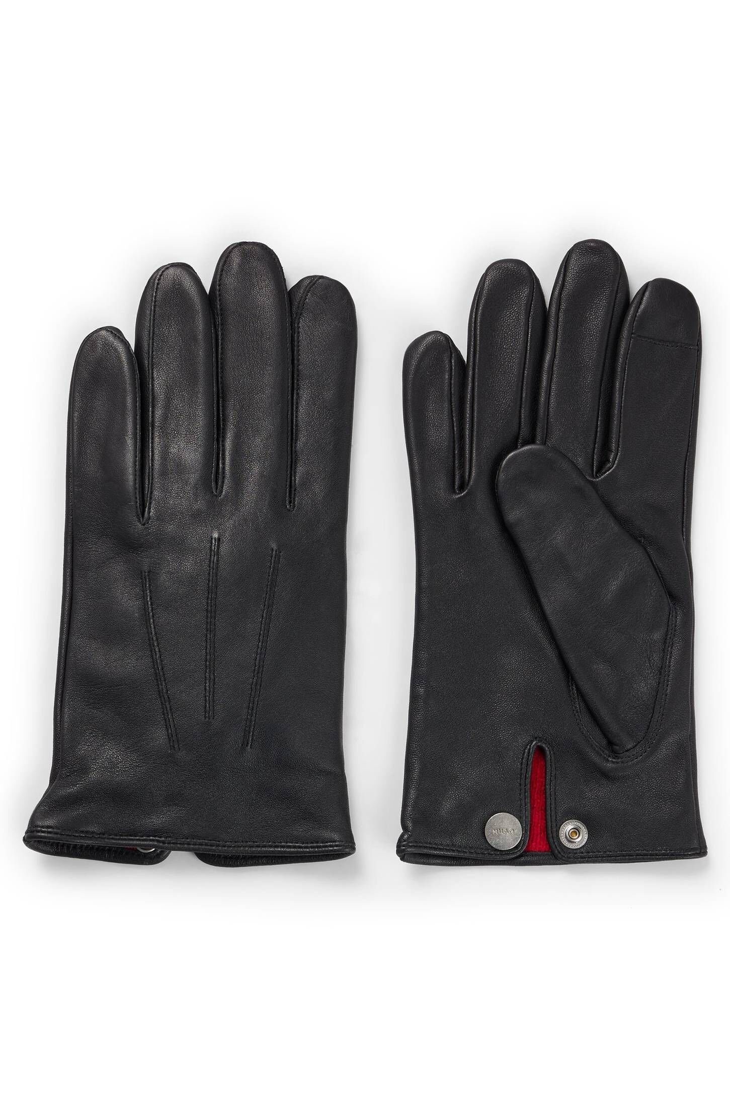 HUGO Strickhandschuhe Herren Handschuhe aus Nappaleder JAAN schwarz (15)