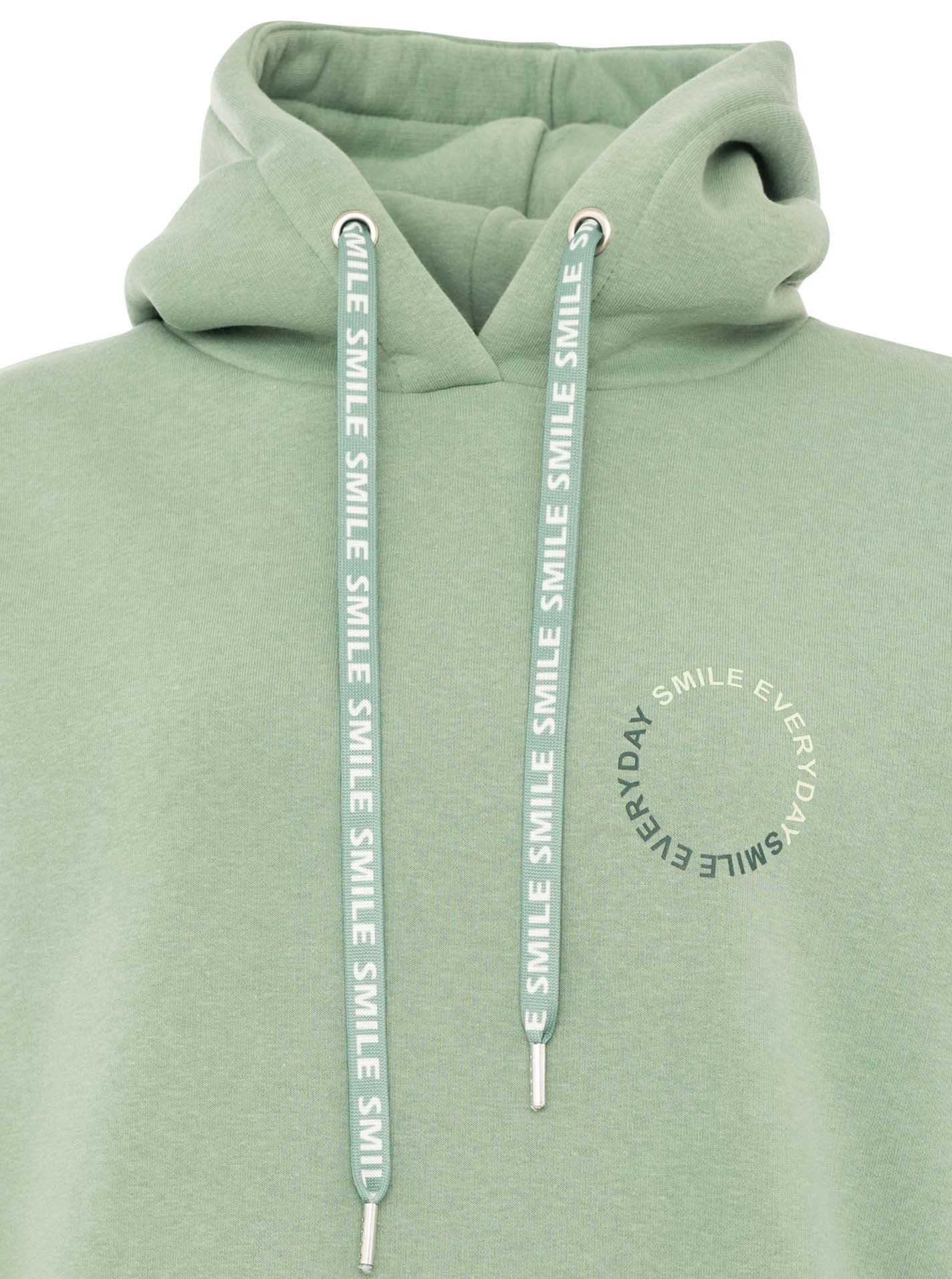 Zwillingsherz Hoodie "SMILE & LAUGH" Print am Arm und Brust, Kapuze mit bedruckter Kordel, Kängurutasche – Bild 5 von 5