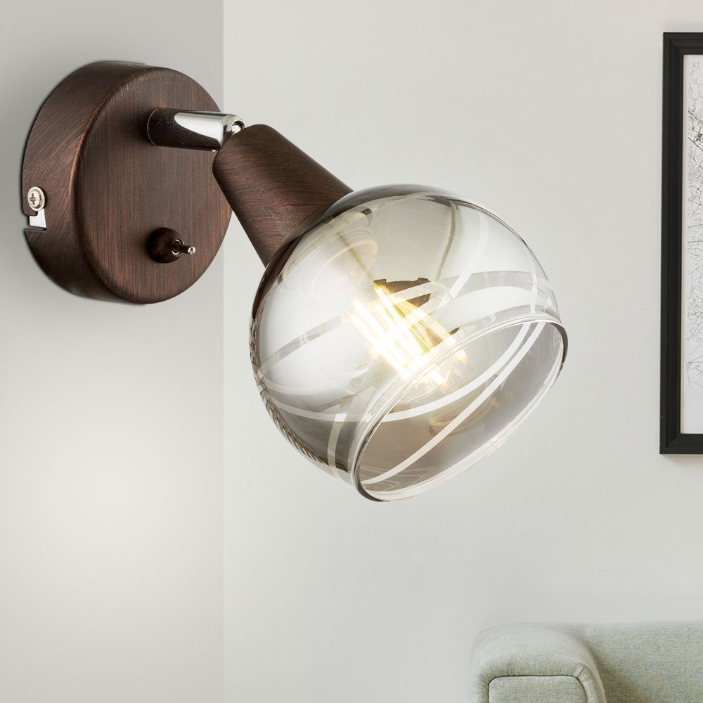 etc-shop LED Glas Lampe Leuchte Leuchtmittel Beweglich Flur inklusive, Bronze Spot Schlaf Warmweiß, Wandleuchte, Wand Metall LED