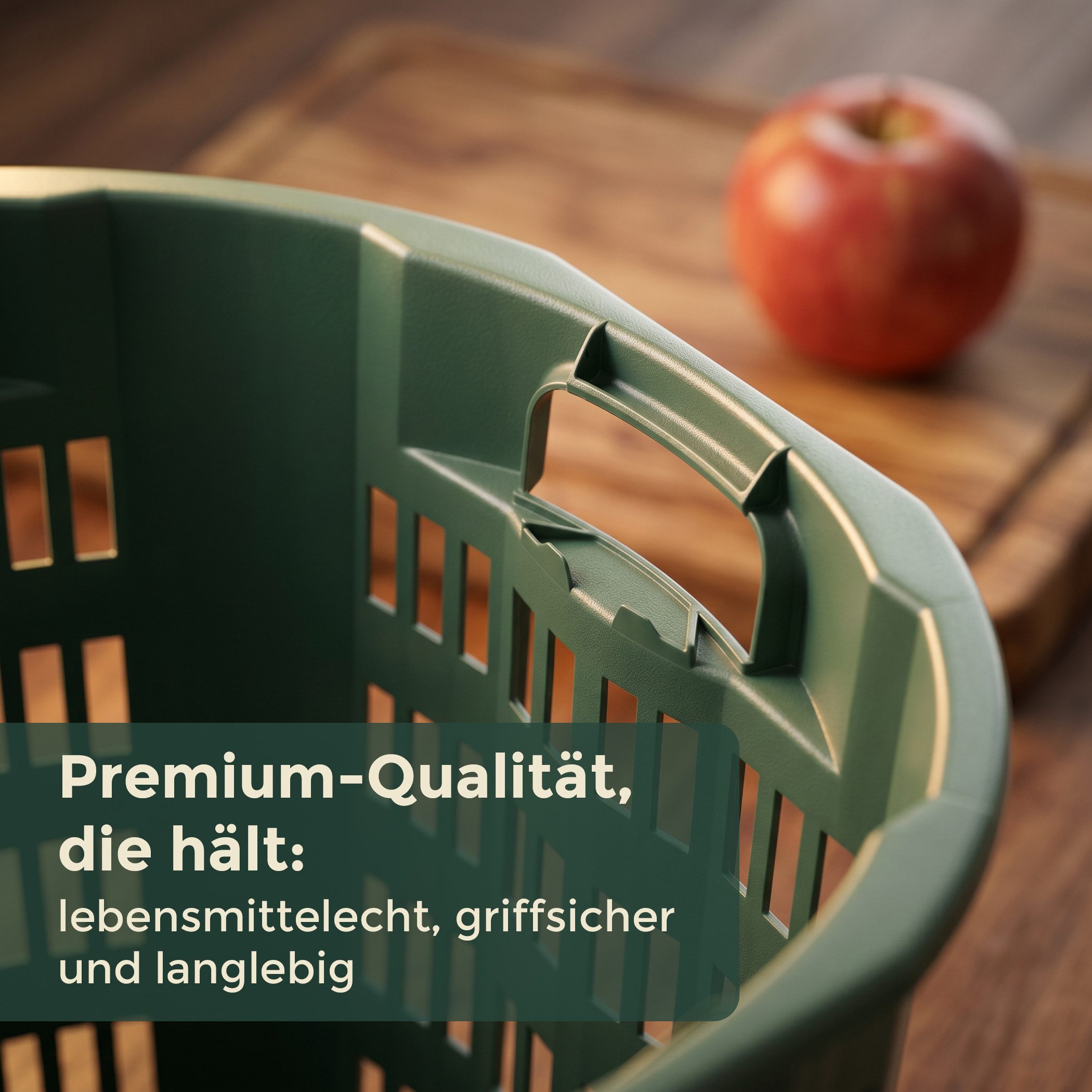 Hausfelder Allzweckkorb Erntekorb Gartenkorb, Grün, 25 Liter, 1 Stück (1er Set, 1 St), lebensmittelecht und stabil aus Kunststoff – Bild 5 von 5