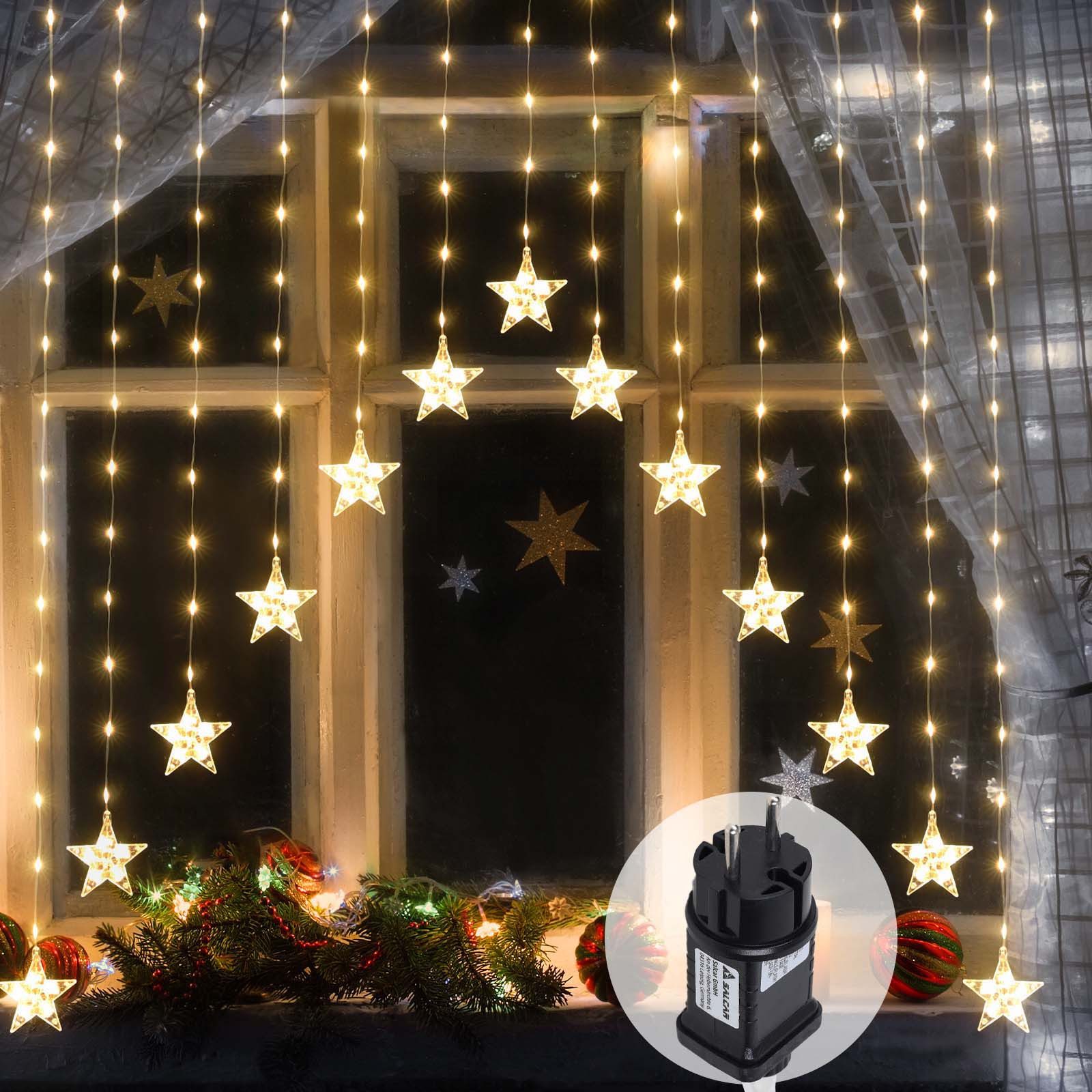 Salcar LED-Lichterkette 3m LED Sternen Lichtervorhang LED mit 16 Stern LED günstig online kaufen