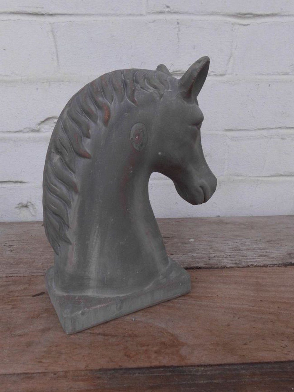 Deko-Impression Skulptur Pferdekopf Pferd Skulptur Dekoobjekt Kunstobjekt,  Keramik grau 20 cm (1 St)
