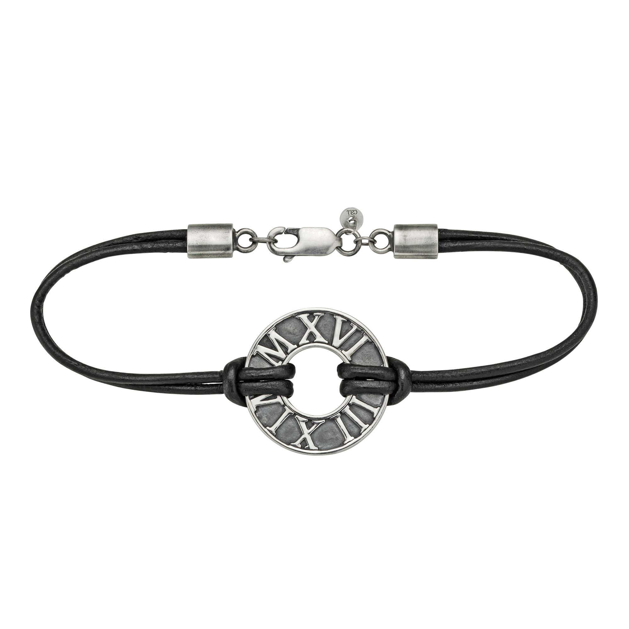 Sterling CAÏ Leder Armband Silber mit matt-oxidiert 925/-