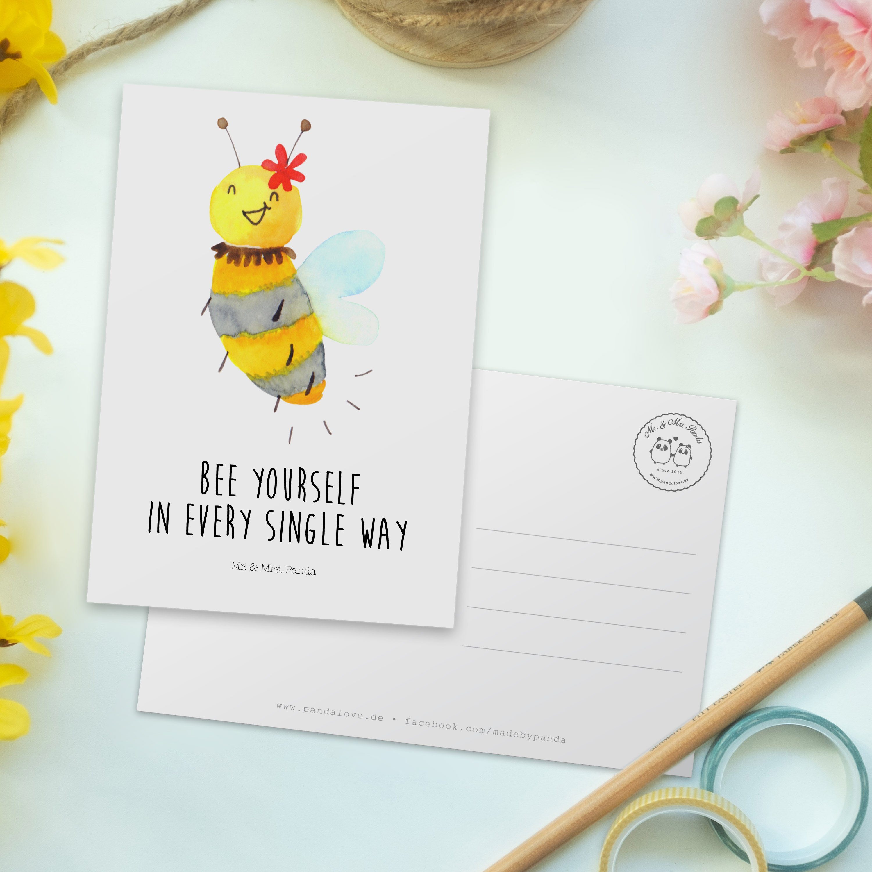 Mr. & Weiß Mrs. Wespe, - Biene - Geschenk, Blume Postkarte Panda Hu Geburtstagskarte, Einladung