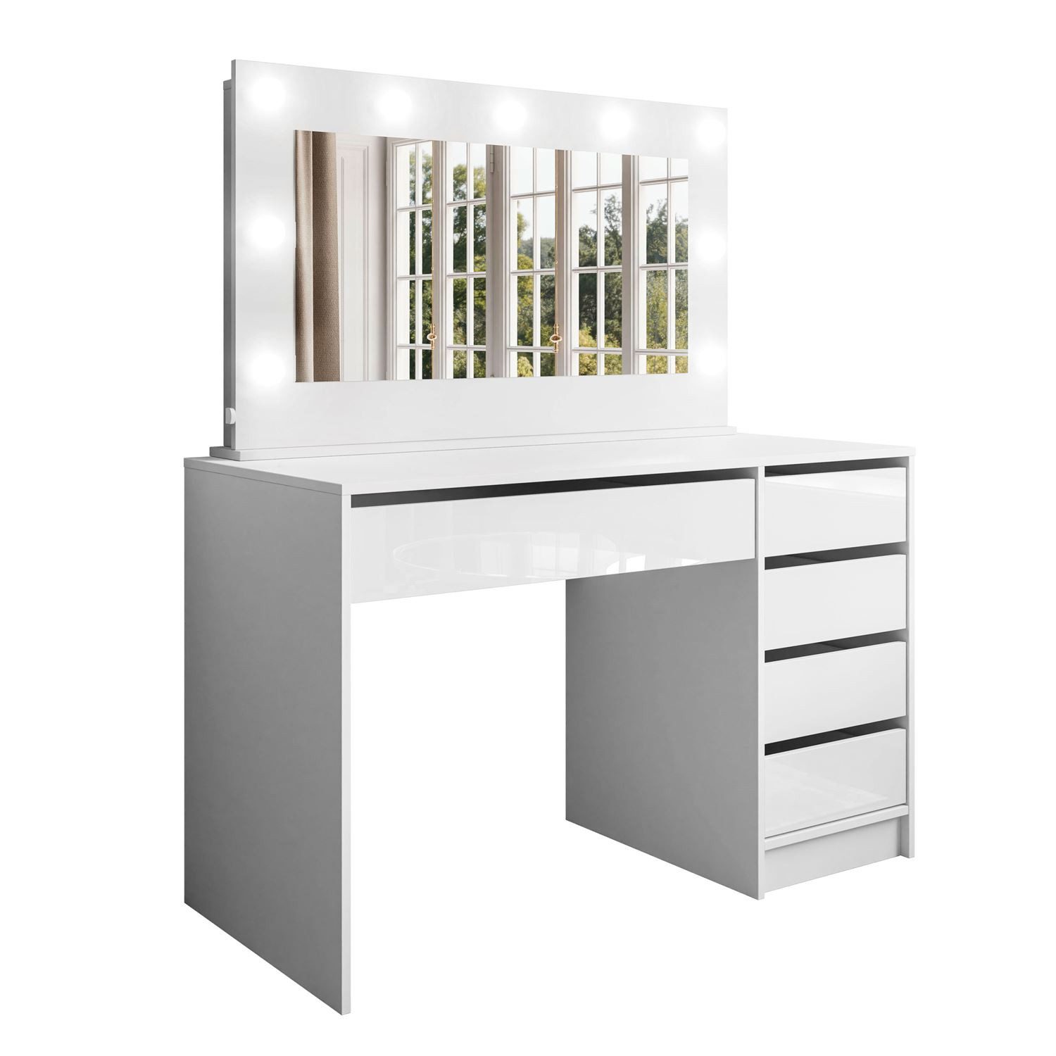 Lookway Schminktisch MADA Spiegel Schubladen Schreibtisch Weiß Hochglanz LE günstig online kaufen