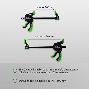 TRUTZHOLM Schraubzwinge 10er Set Einhandzwingen 35x105 mm, (Set)