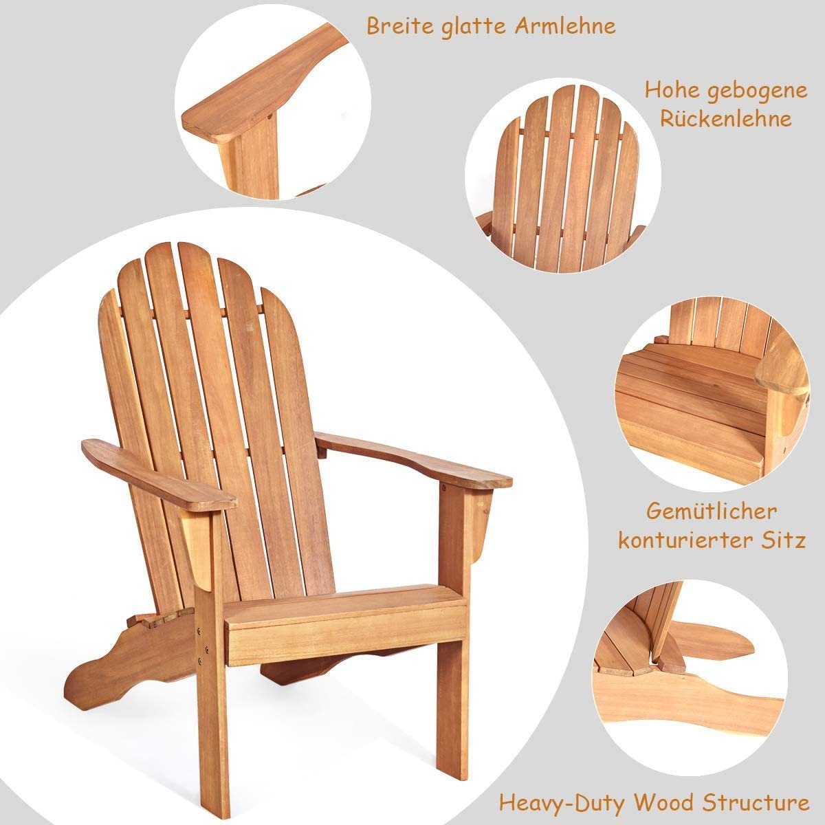 COSTWAY Gartenstuhl, Adirondack-Gartensessel, 69 x 88 günstig online kaufen