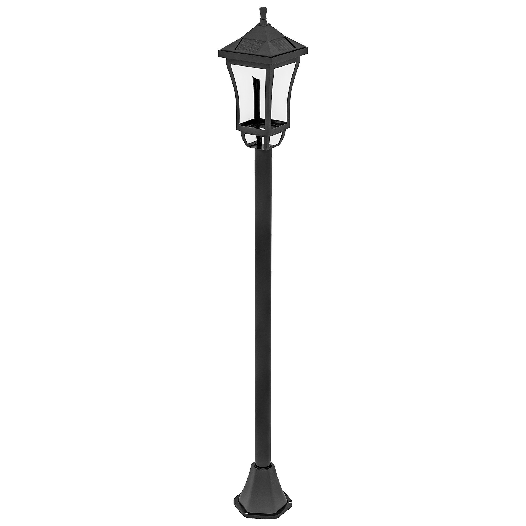 furnicato Gartenleuchte Solar Laterne 15x15x127 cm Schwarz, Wetterfeste Pfostenleuchte mit Dämmerungsschalter für Terrassen