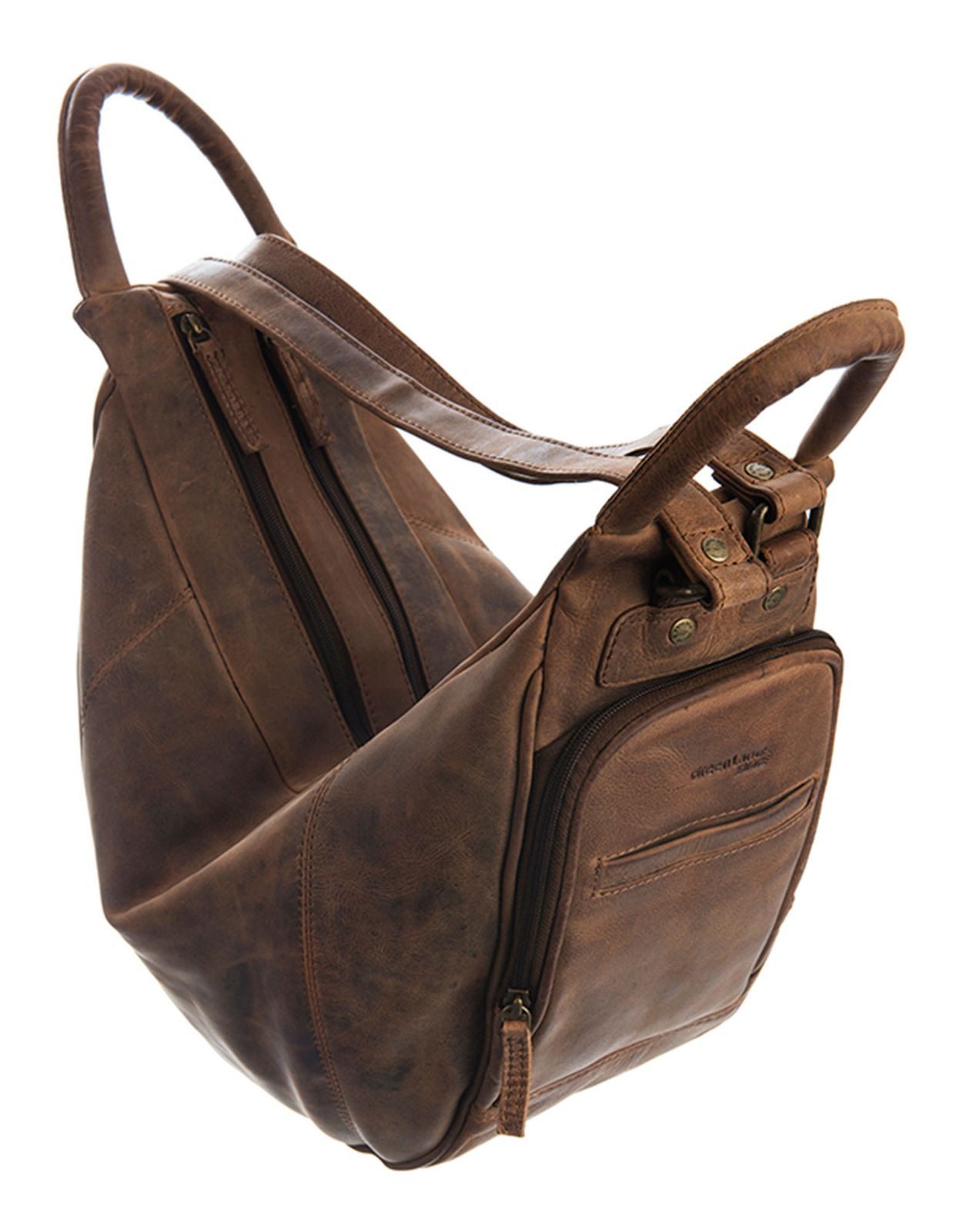 GreenLand Nature Rucksack Convertible Backpack, aus echtem Rindsleder