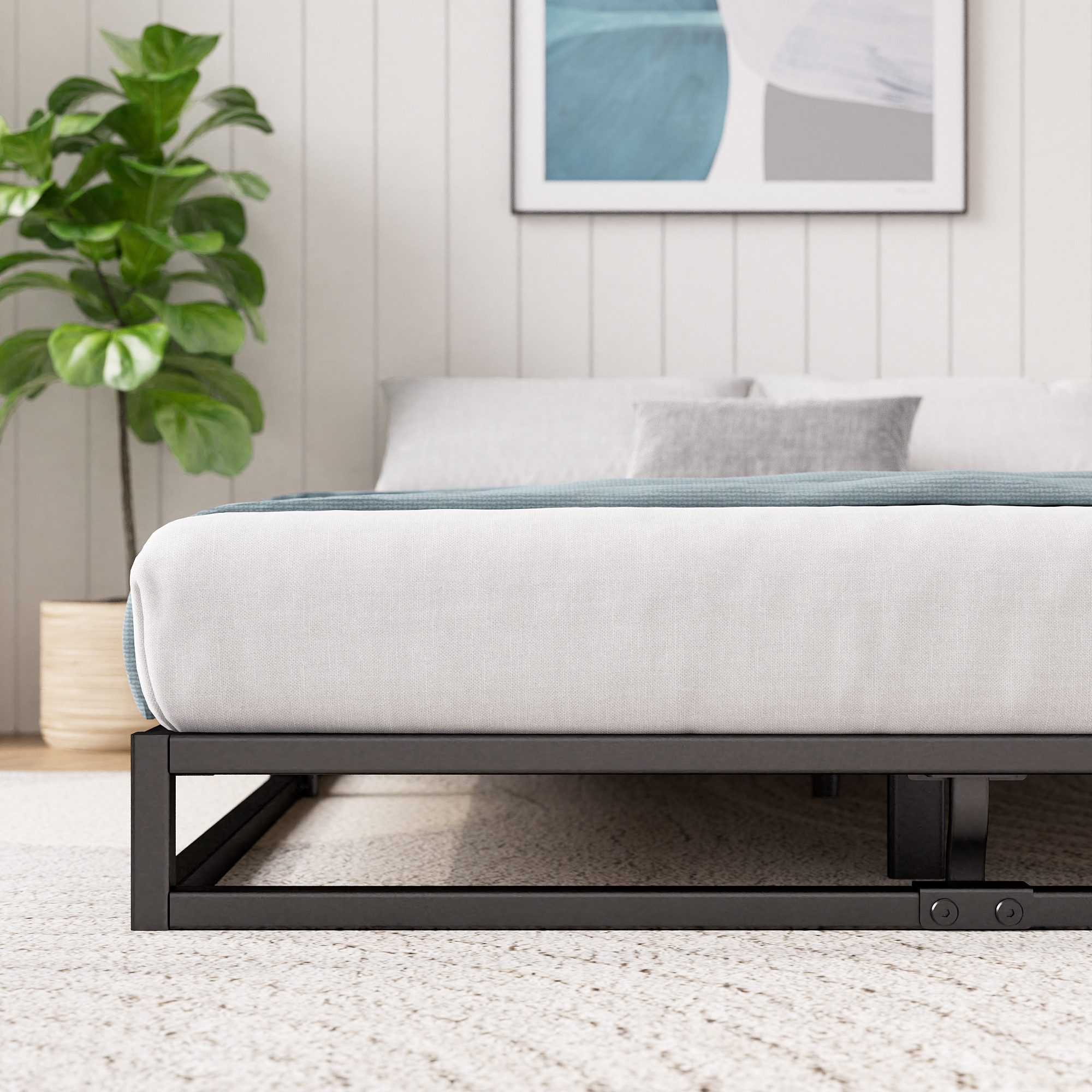 ZINUS Bettgestell Joseph - Stabiler Bettrahmen mit Holzlattenrost & Stauraum (Bis 318 kg belastbar, 1-tlg., Doppel/Einzelbett, Schwarz, 140x200 cm), Kinderleichter Aufbau, Robust