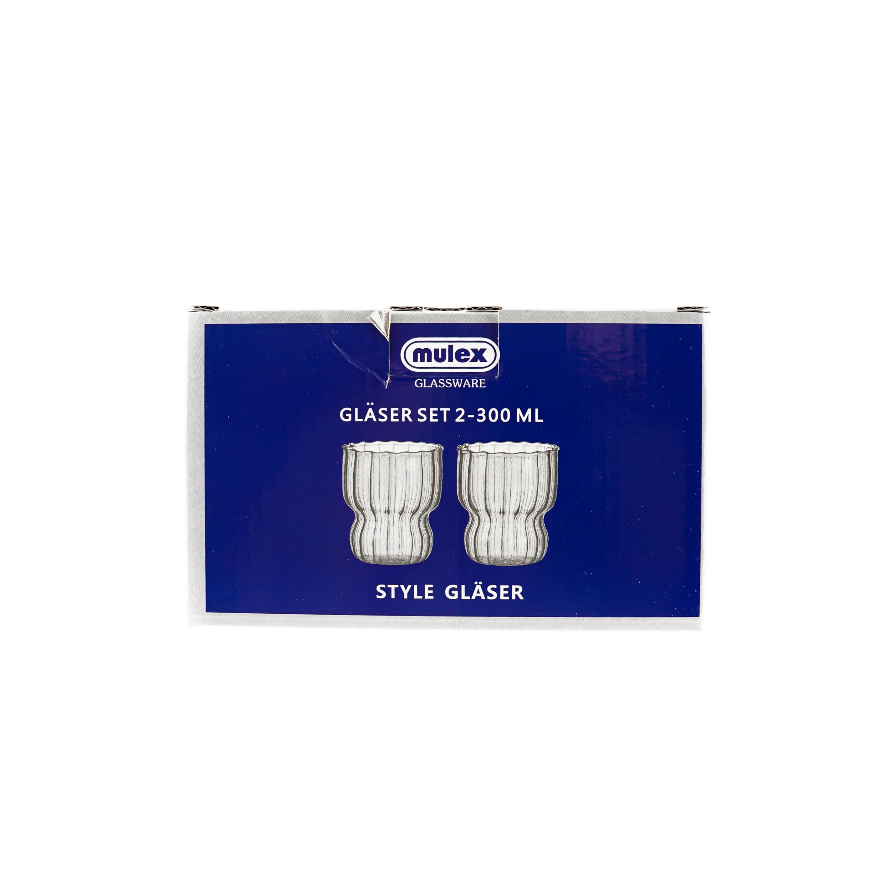 Mulex Glas Moderne Gläser 300 ml Riffle Design Trinkgläser aus Borosilikatglas, 2-tlg. – Bild 5 von 5