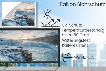 MuchoWow Balkonsichtschutz Wasserfall - Wasser - Steine - Sonne - Natur (1-St) Balkonbanner, Sichtschutz für den Balkon, Robustes und wetterfest