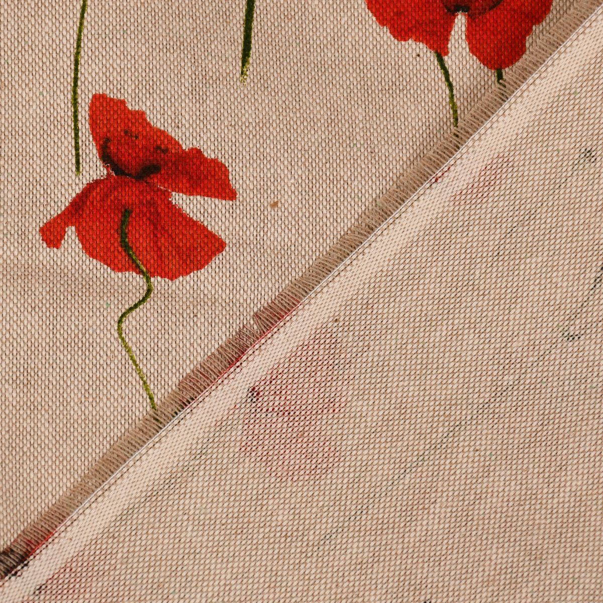 SCHÖNER LEBEN. Tischläufer rot, handmade SCHÖNER Poppy LEBEN. Tischläufer Field natur Mohnblumen