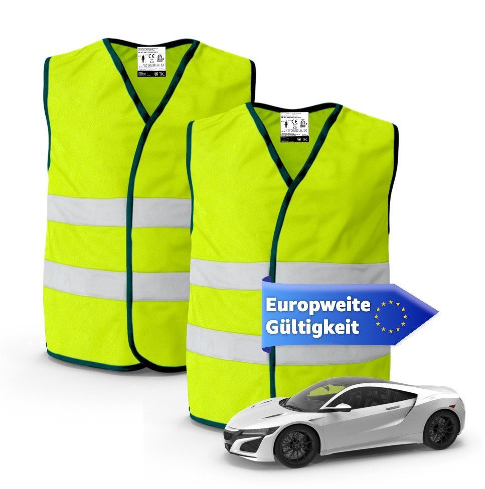 Warnweste 4X Warnwesten Auto 2025: Sicherheitsweste ISO20471