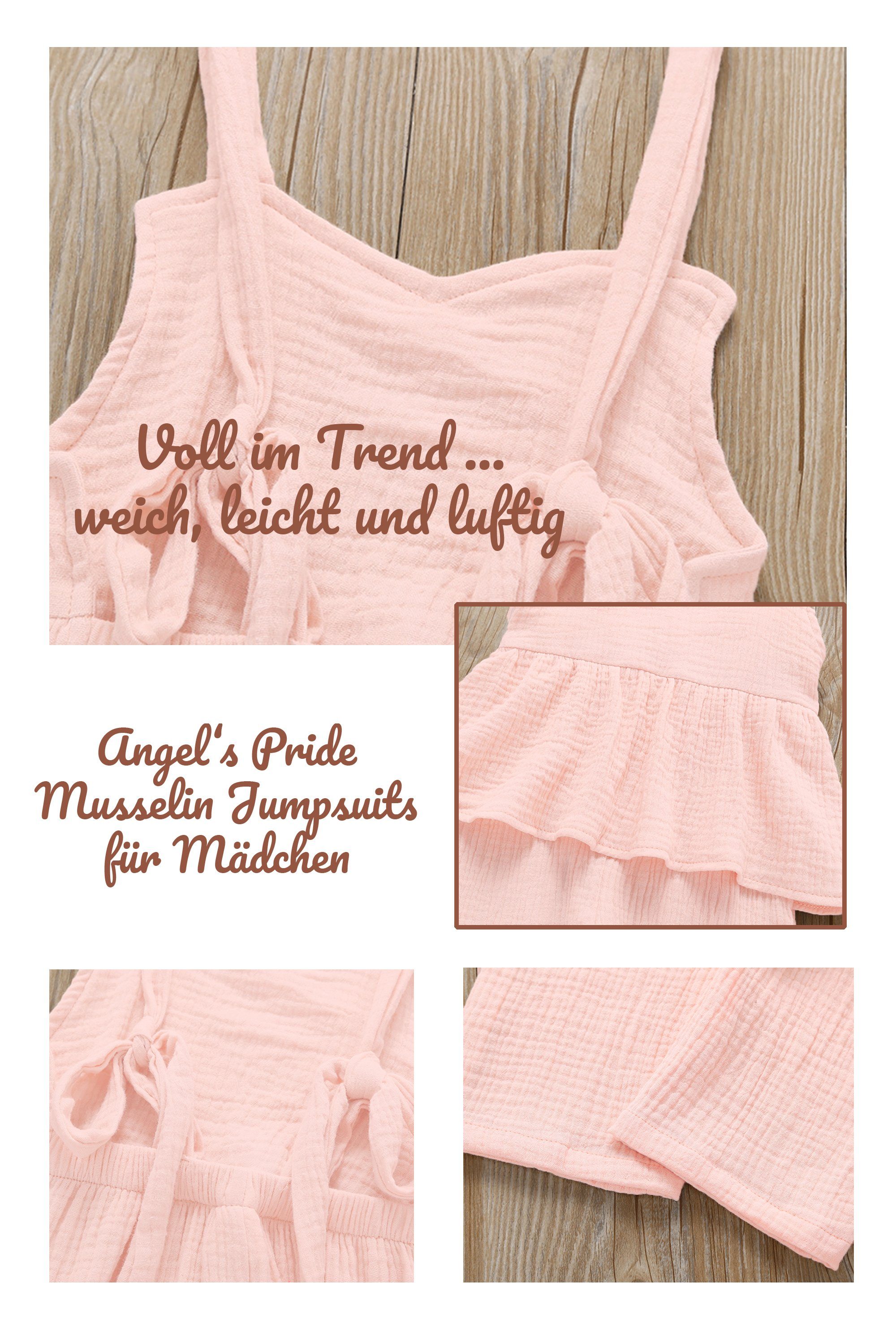 Angel's verstellbaren und rosa Trägern Jumpsuit mit - in Baby Musselin beige Farben den Mädchen Overall Jumpsuit aus